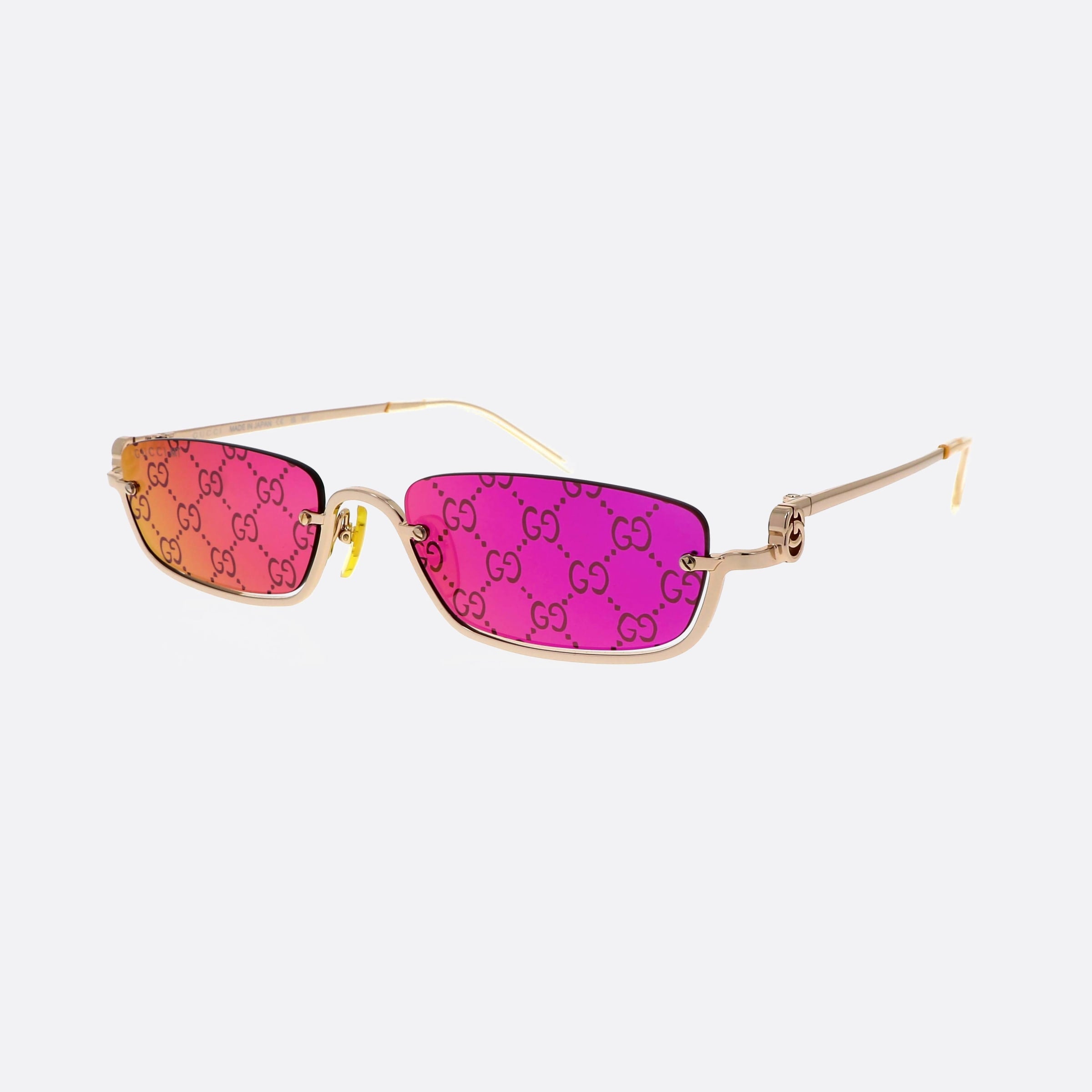 Gucci 55mm Gold Rectangle Unisex Sunglasses - Main View