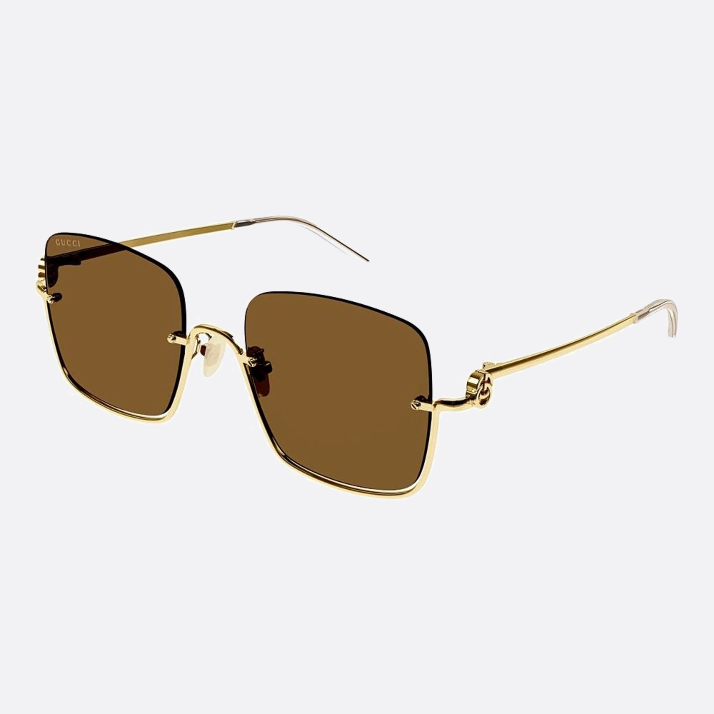 Gucci 54mm Ase Gold Geometric Woman Sunglasses - Side View