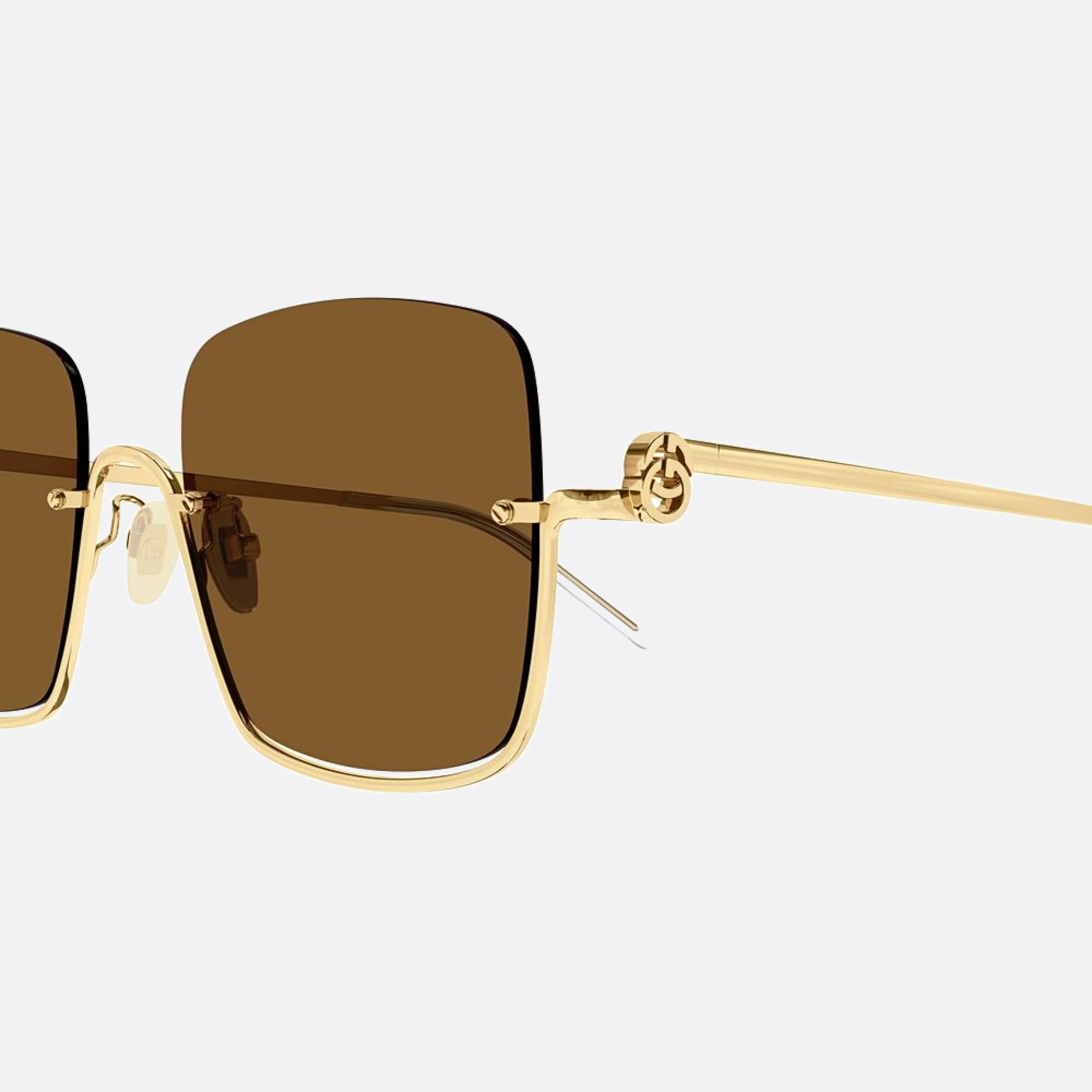 Gucci 54mm Ase Gold Geometric Woman Sunglasses - Detail View