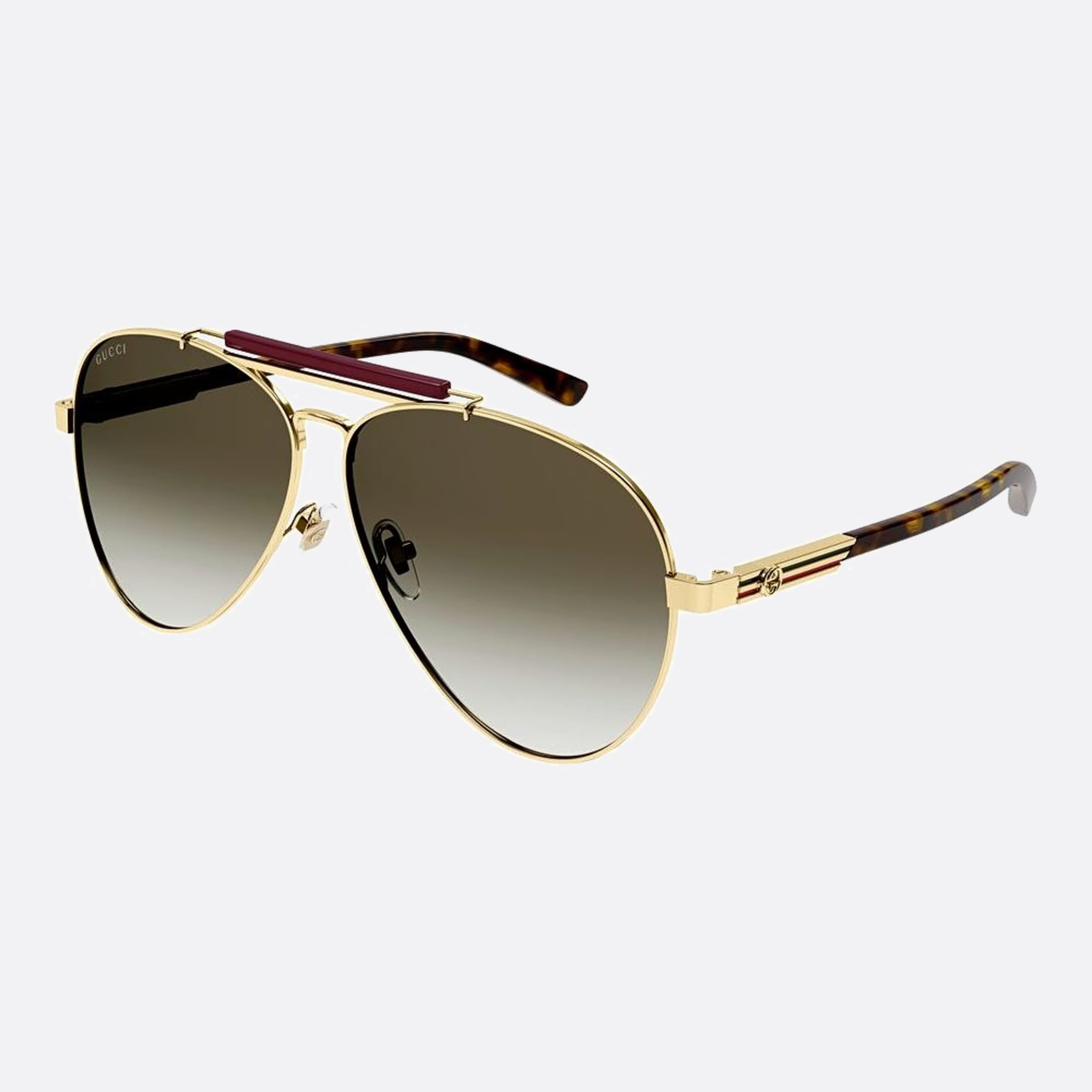 Gucci 61mm Gold Pilot Men Sunglasses - Side View