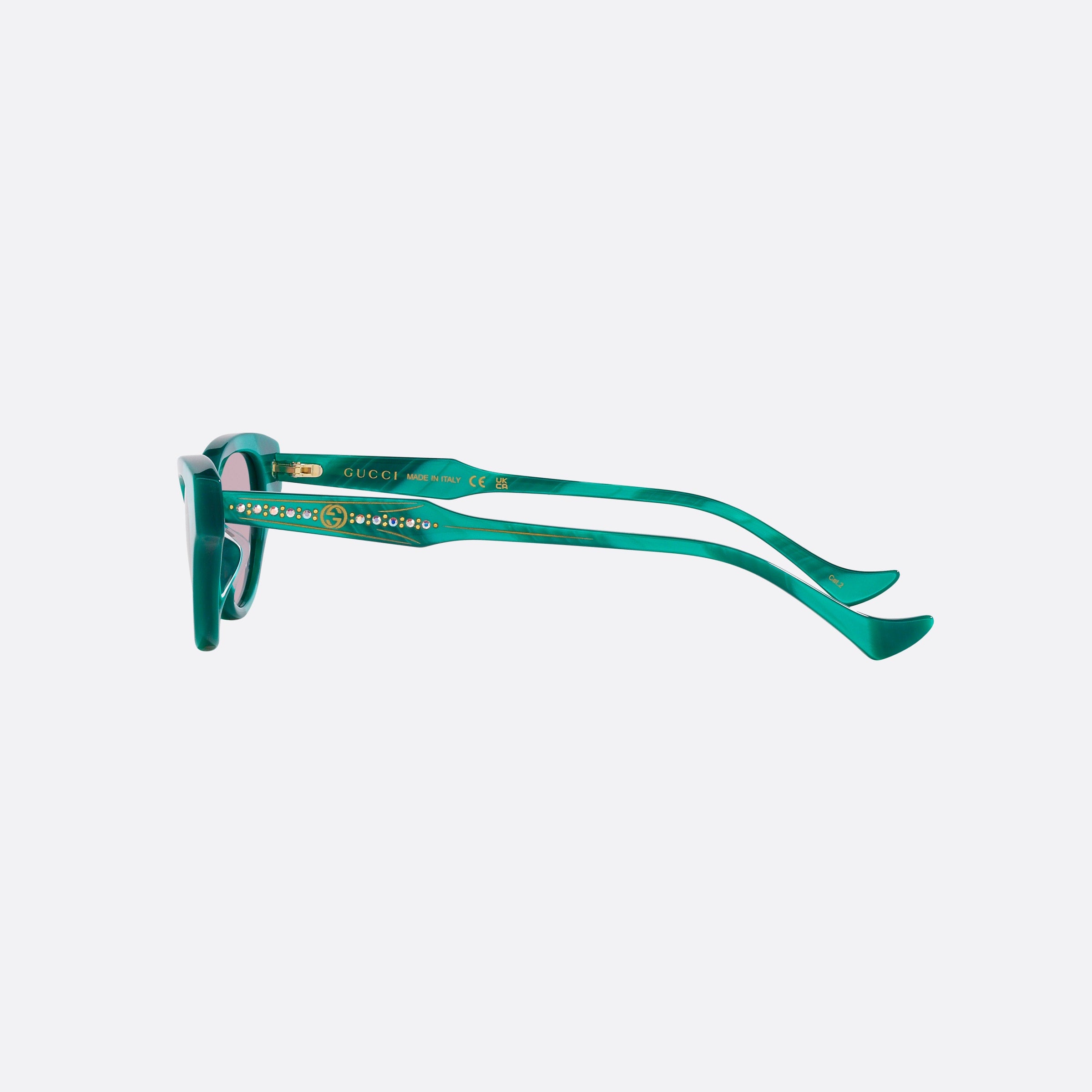 Gucci 51mm Green Cat Eye Women Sunglasses - Detail View
