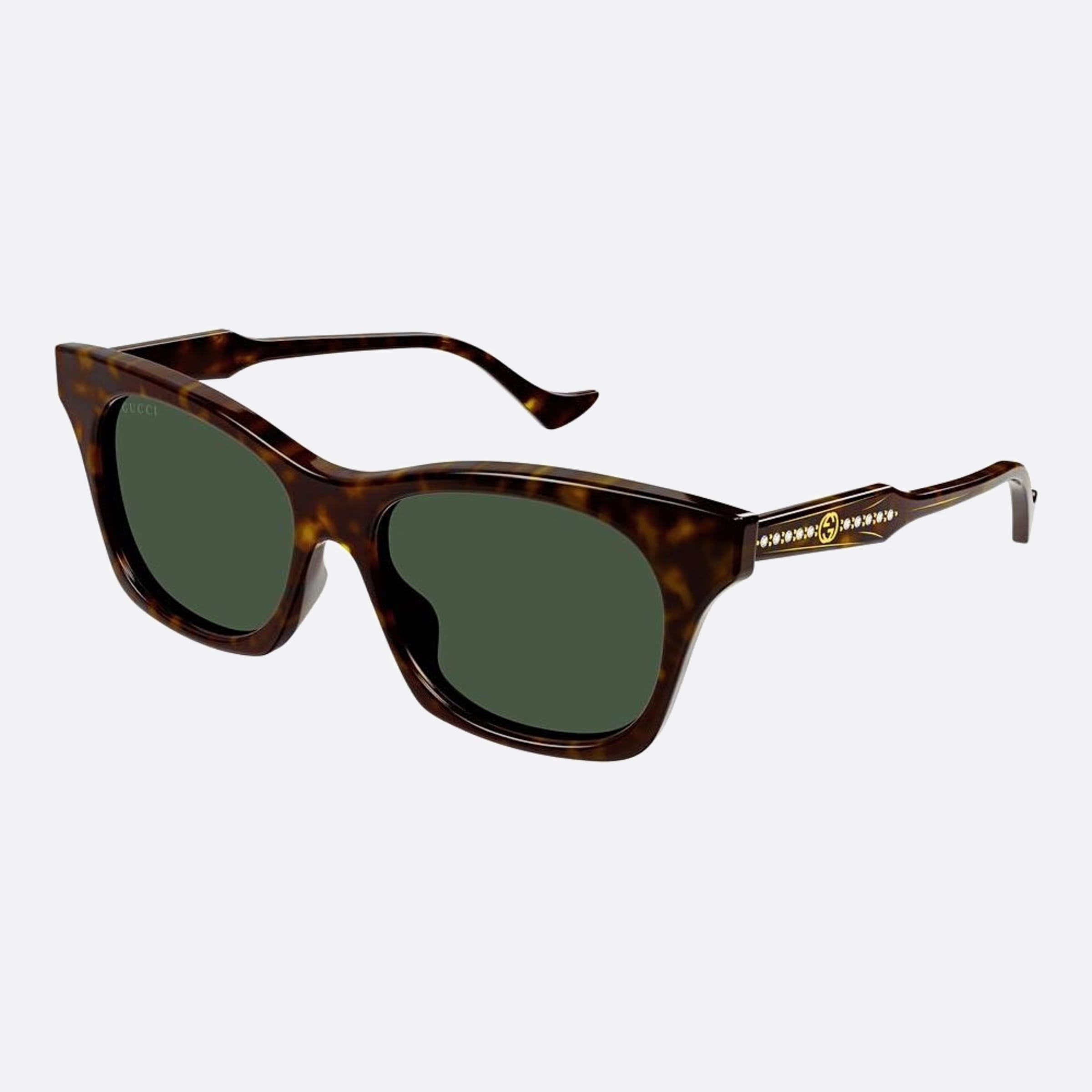 Gucci 55mm Asq Havana Squared Woman Sunglasses - Side View