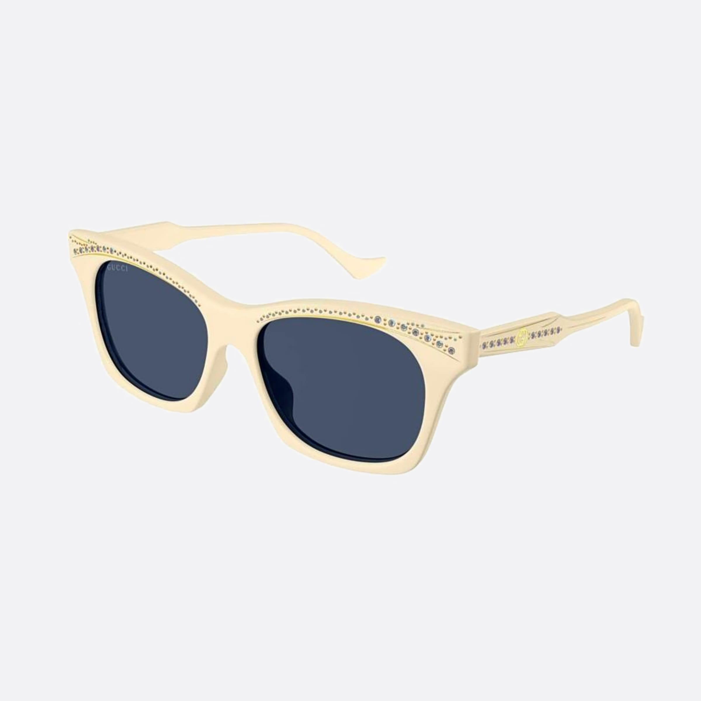 Gucci 55mm White Squared Women Sunglasses - Side View