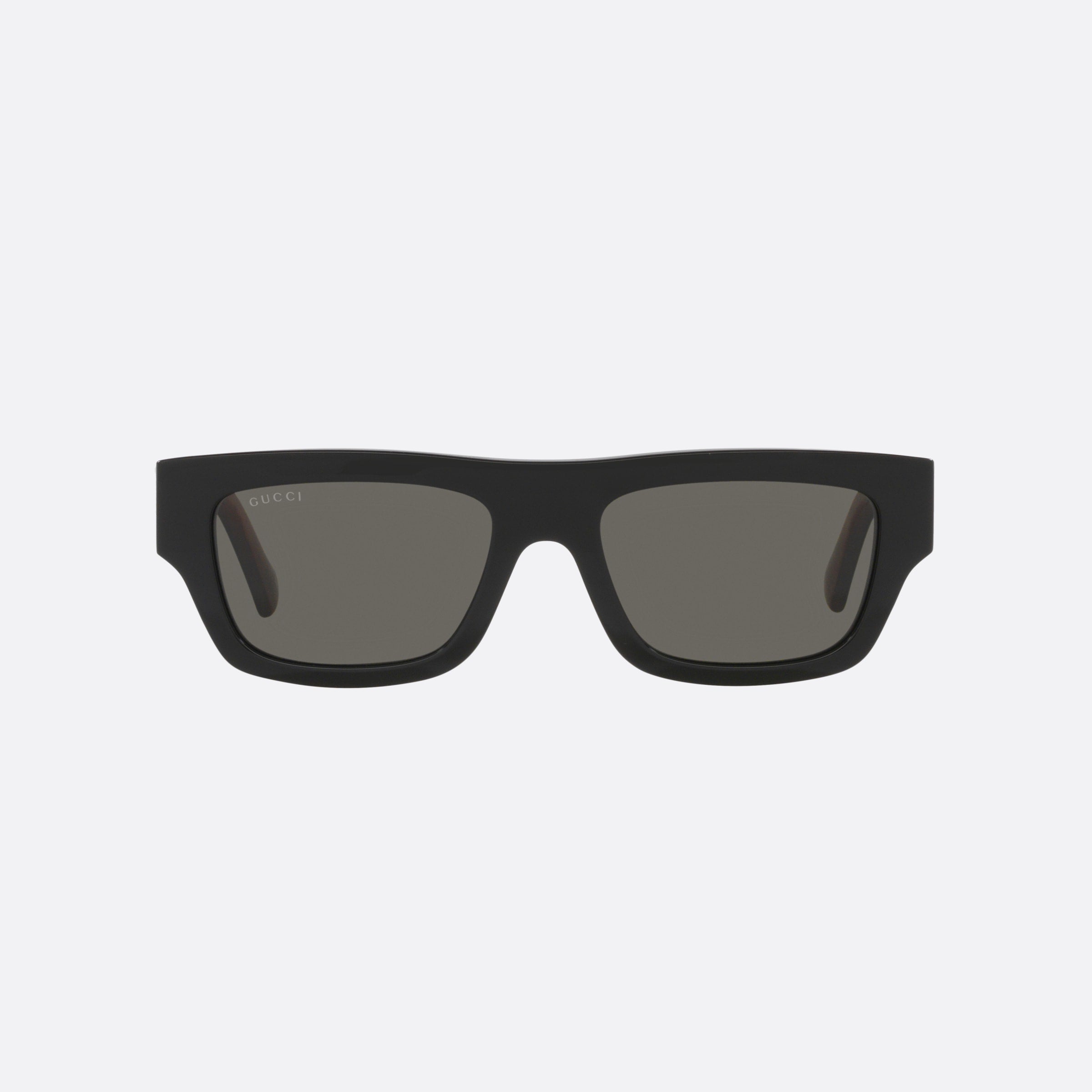 Gucci 55mm Black Rectangle Man Sunglasses - Side View