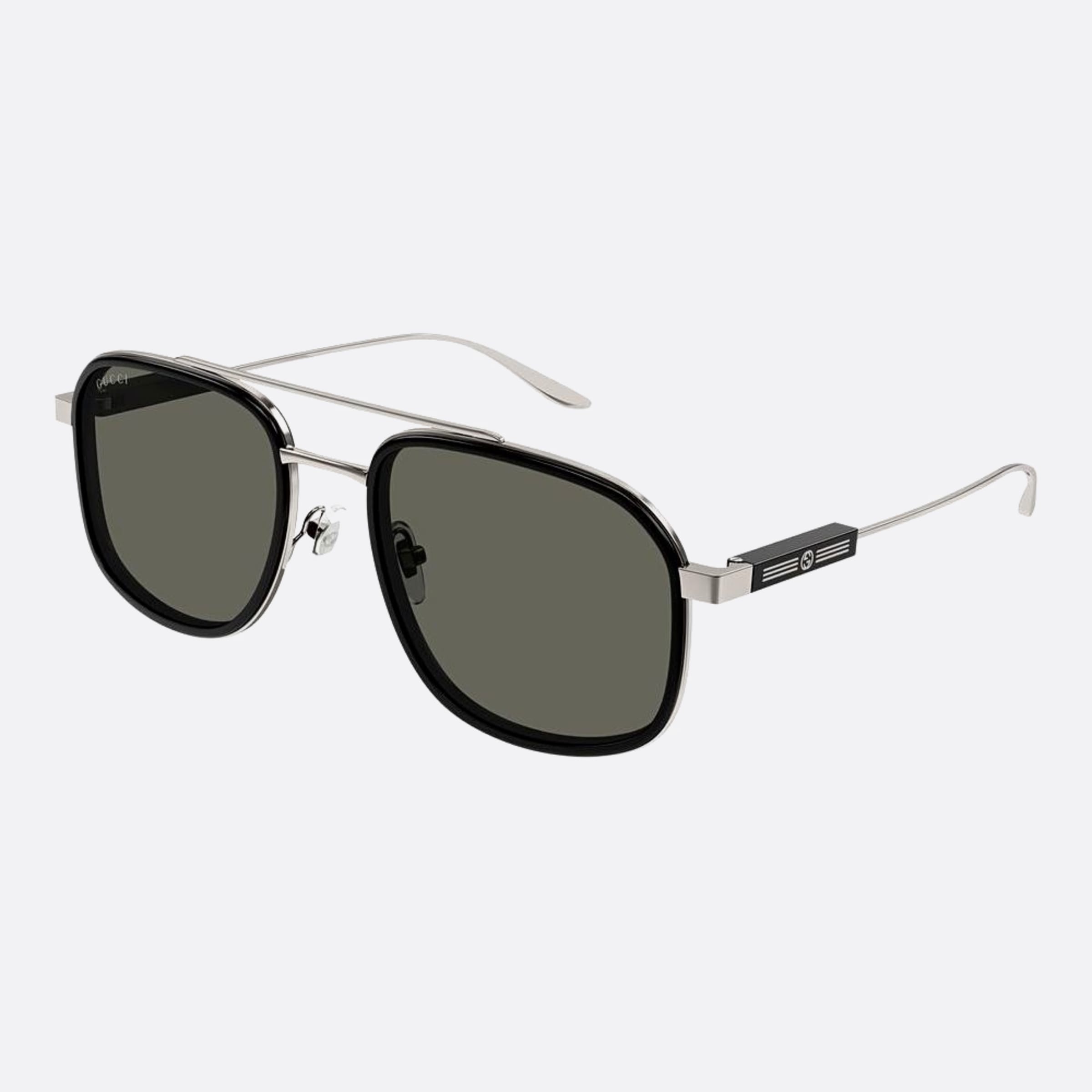 Gucci 56mm Grey Pilot Man Sunglasses - Side View