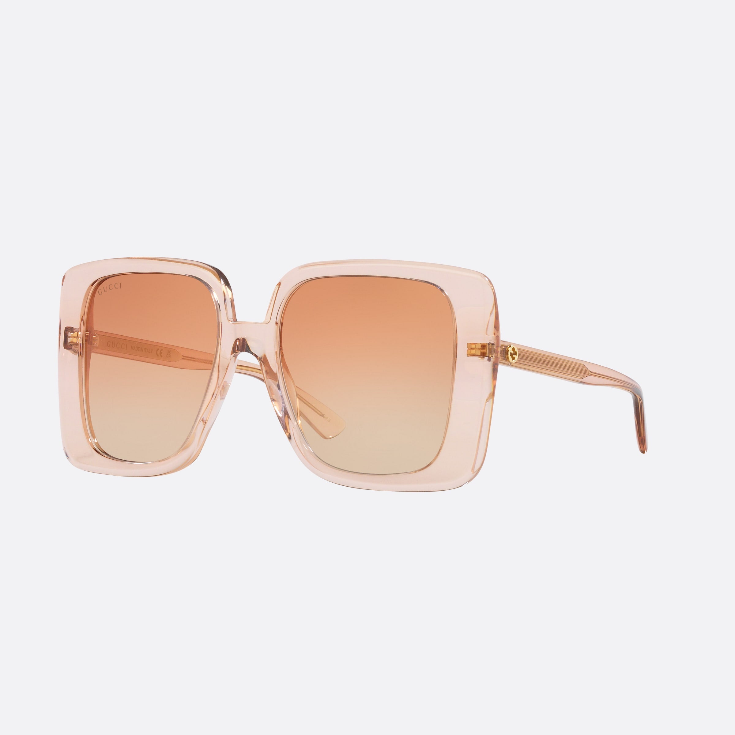 Gucci 55mm Beige Rectangle Woman Sunglasses - Main View