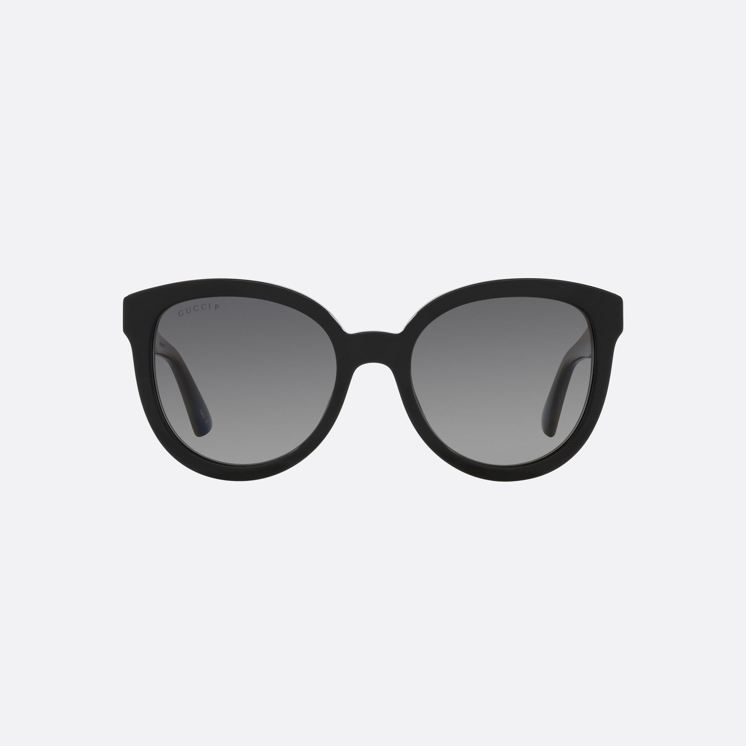 Gucci 54mm Black Round Polarized Woman Sunglasses - Side View