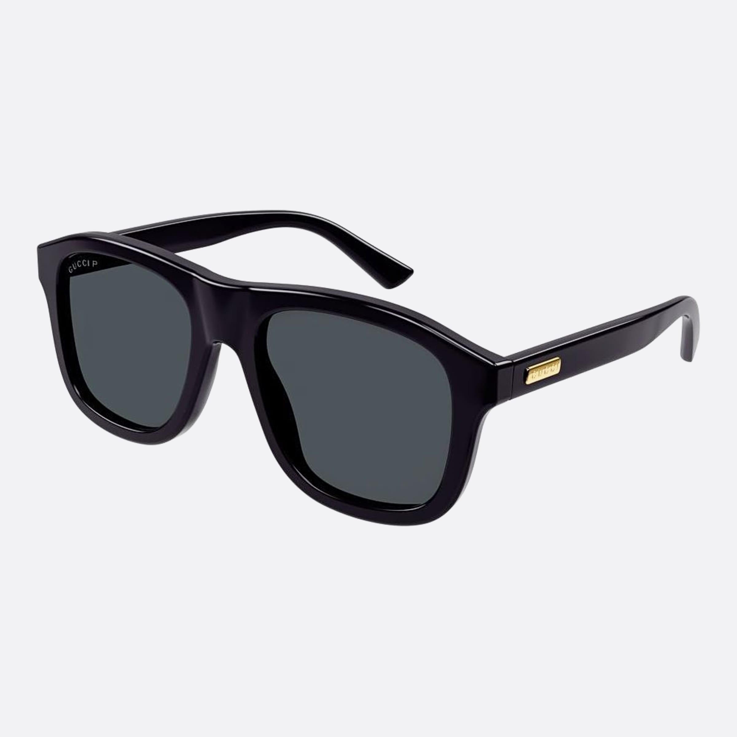 Gucci 54mm Black Squared Polarized Men Sunglasses - Side View
