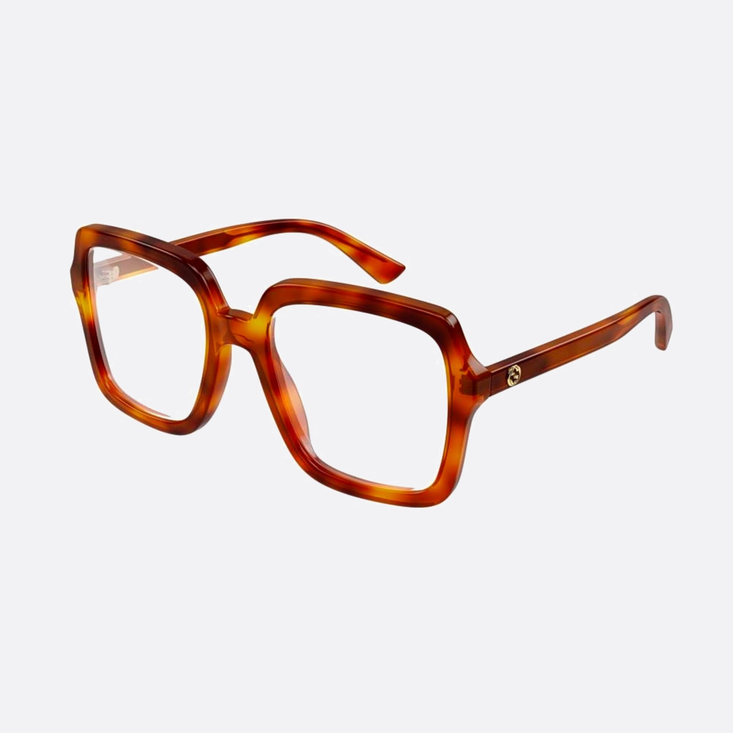 Gucci 55mm Bbb Havana Squared Woman Eyeglasses - Side View