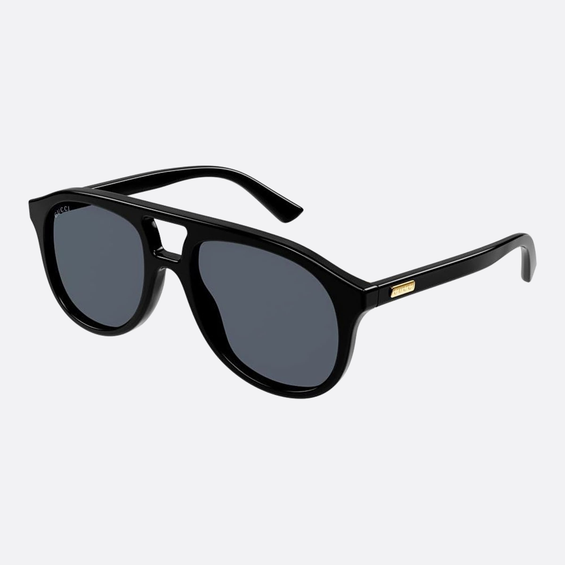 Gucci 54mm Black Pilot Man Sunglasses - Side View