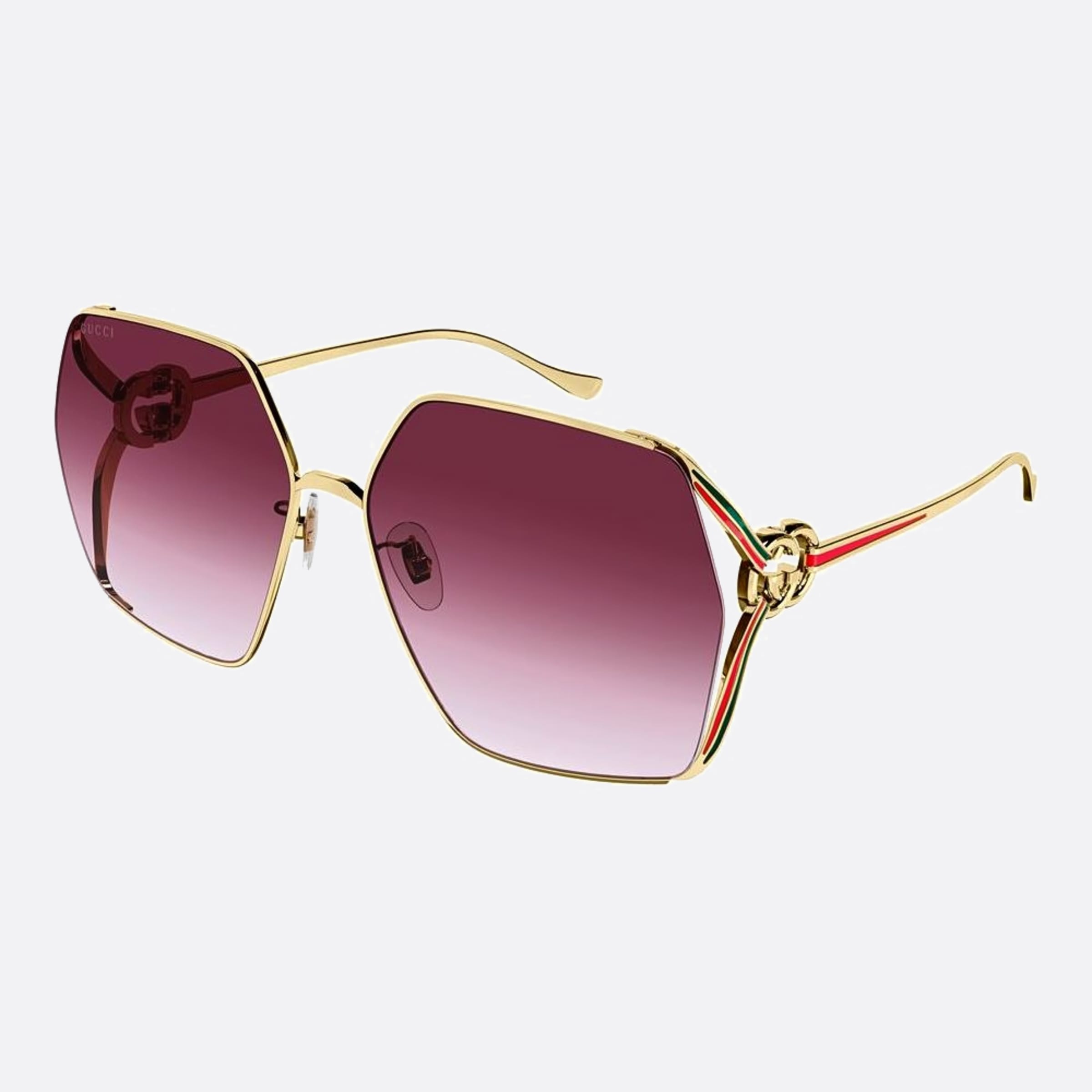 Gucci 64mm Gg1322sa Gold Squared Woman Sunglasses - Side View