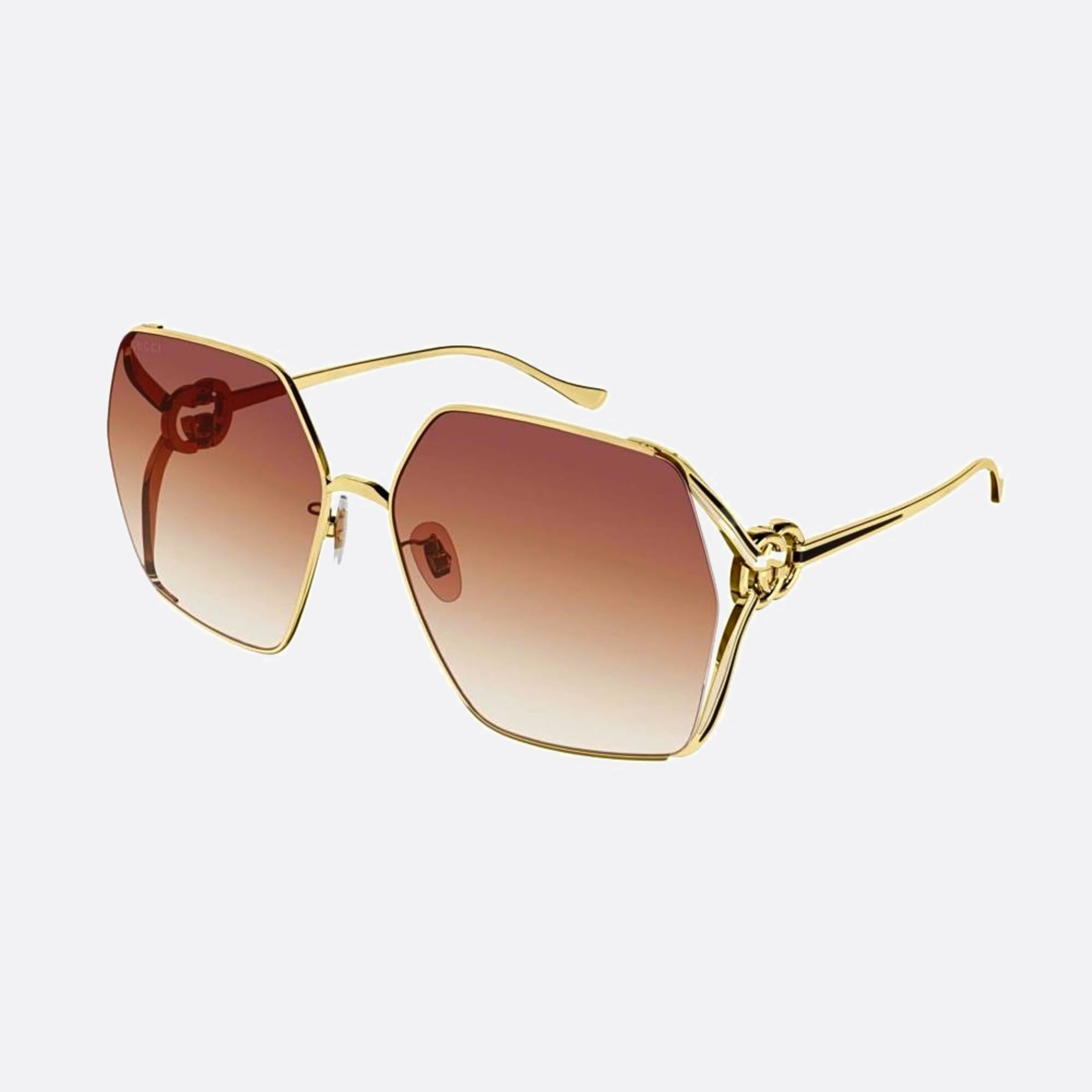 Gucci 64mm Gg1322sa Fre Gold Squared Women Sunglasses - Side View