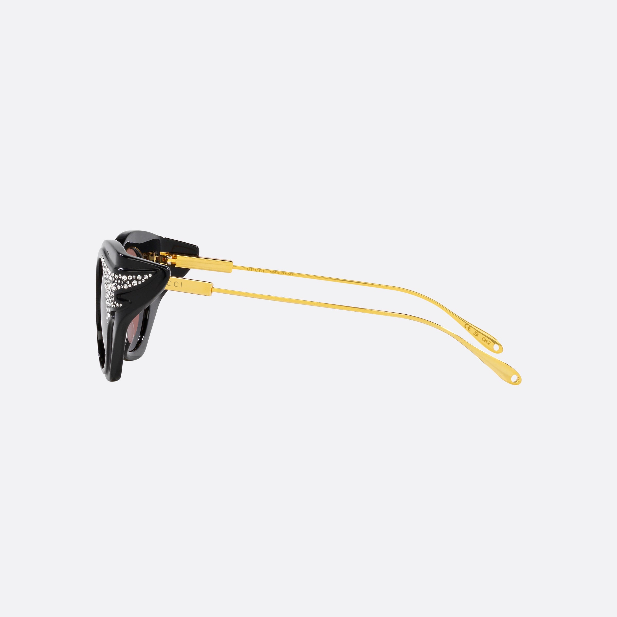 Gucci 44mm Black Rectangle Women Sunglasses - Detail View