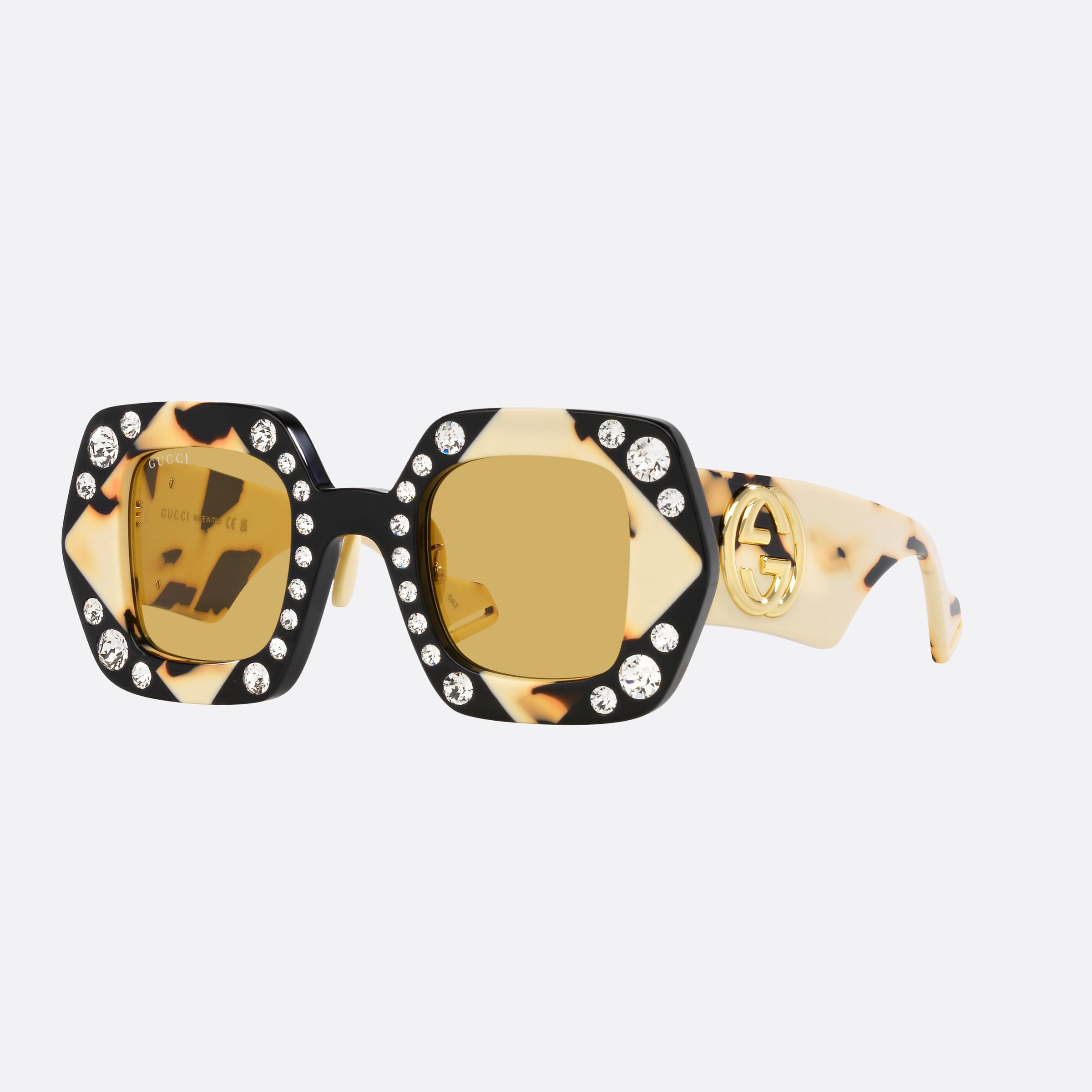 Gucci 45mm Black Rectangle Women Sunglasses - Main View