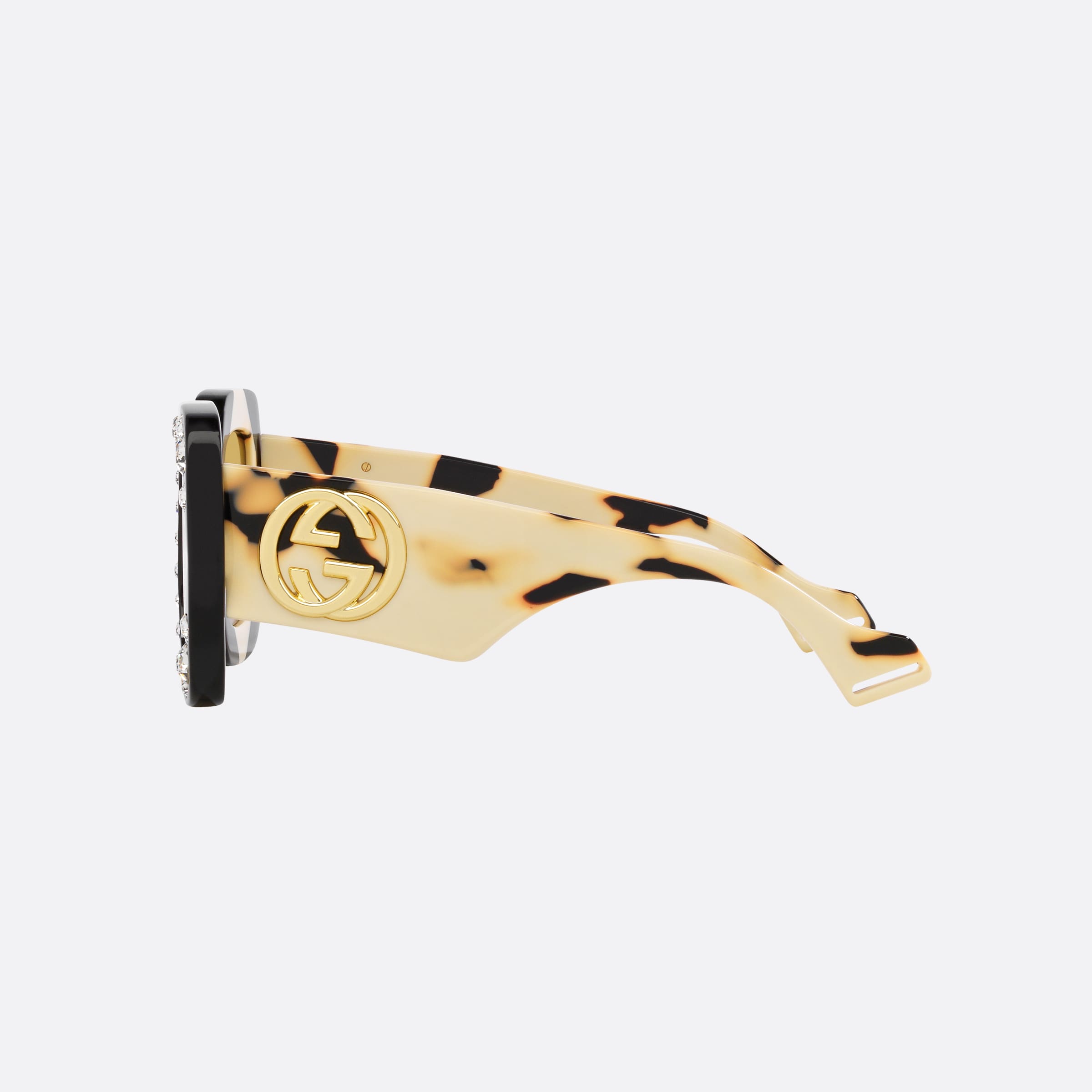 Gucci 45mm Black Rectangle Women Sunglasses - Detail View