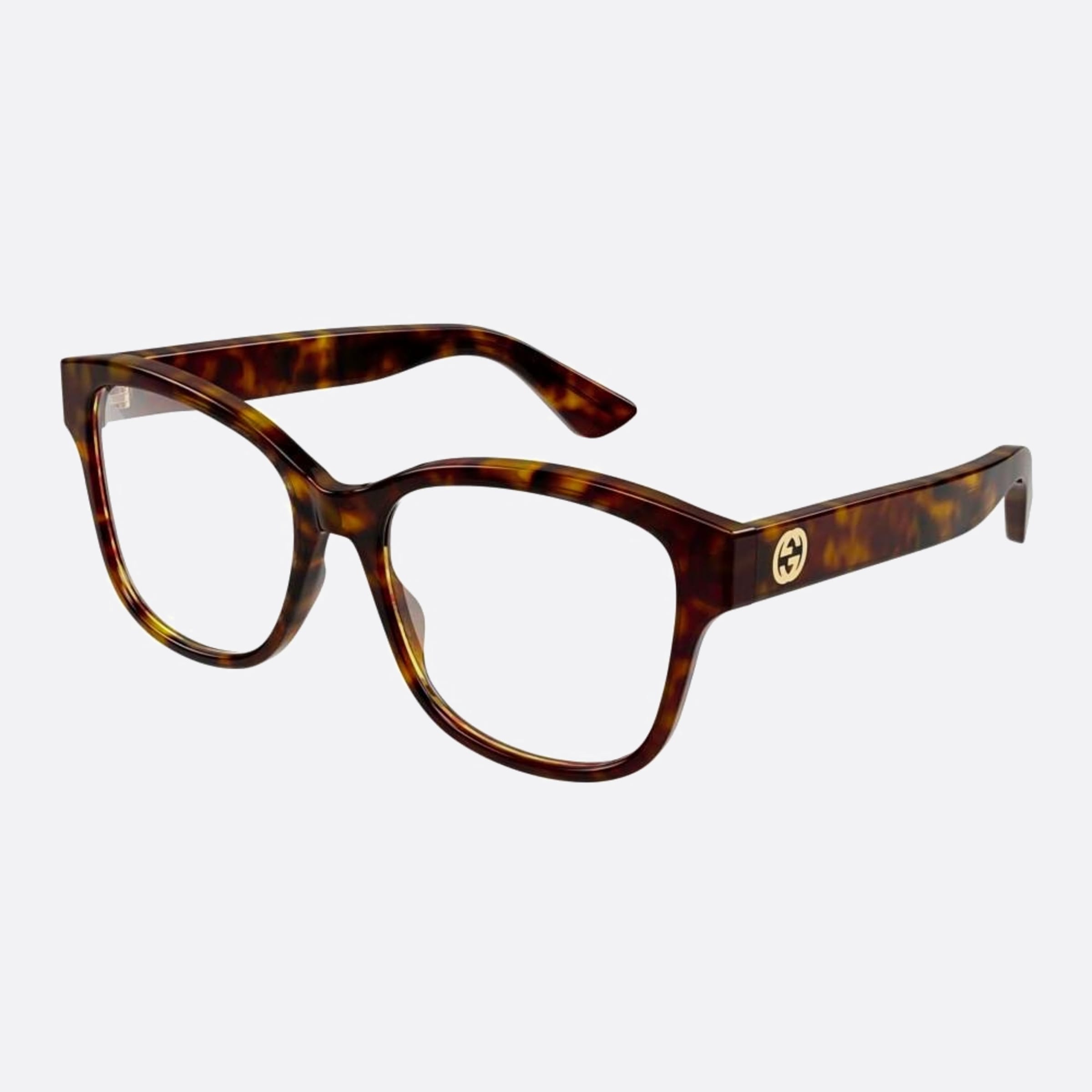 Gucci 54mm Havana Geometric Woman Eyeglasses - Side View