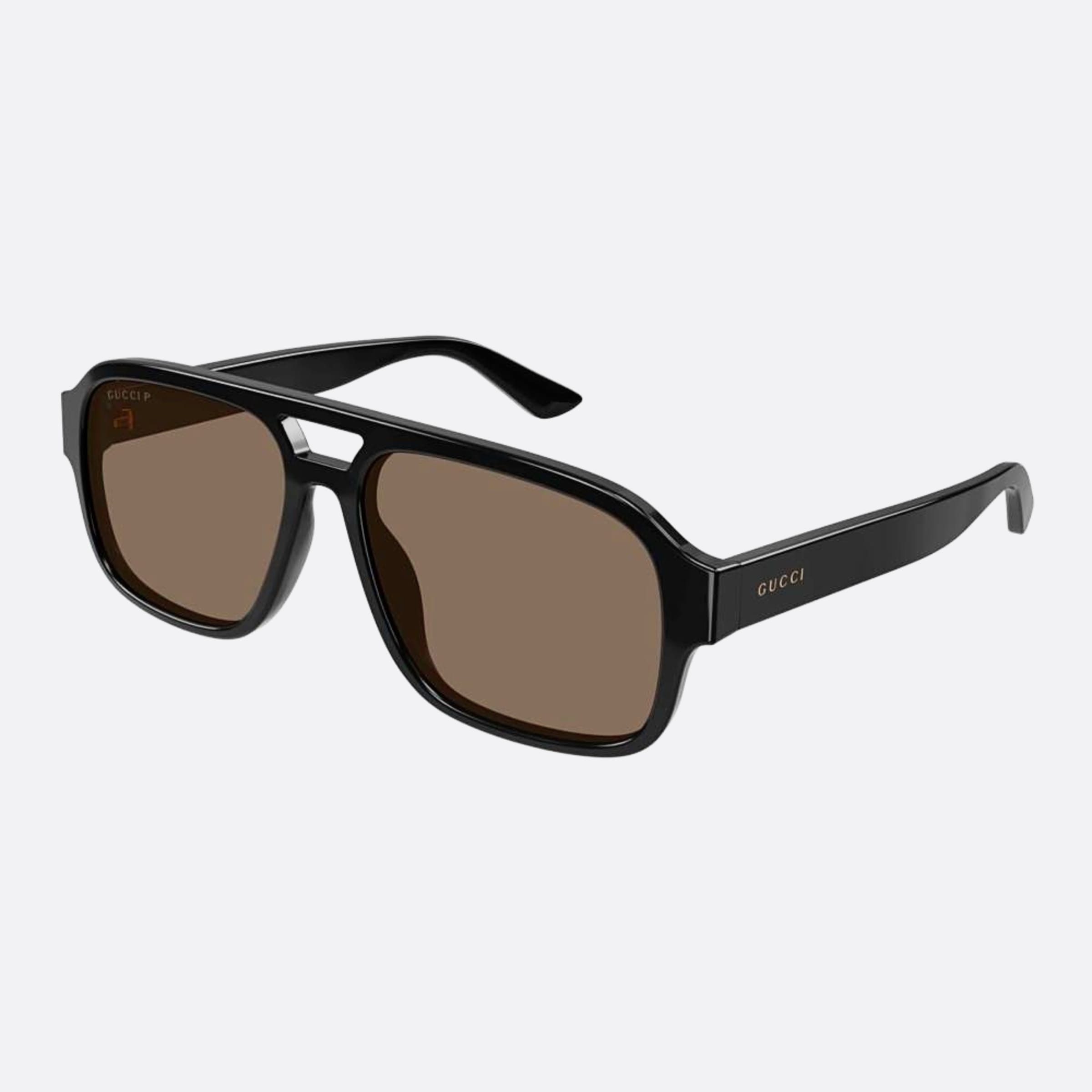 Gucci 59mm Drg Black Squared Polarized Man Sunglasses - Side View