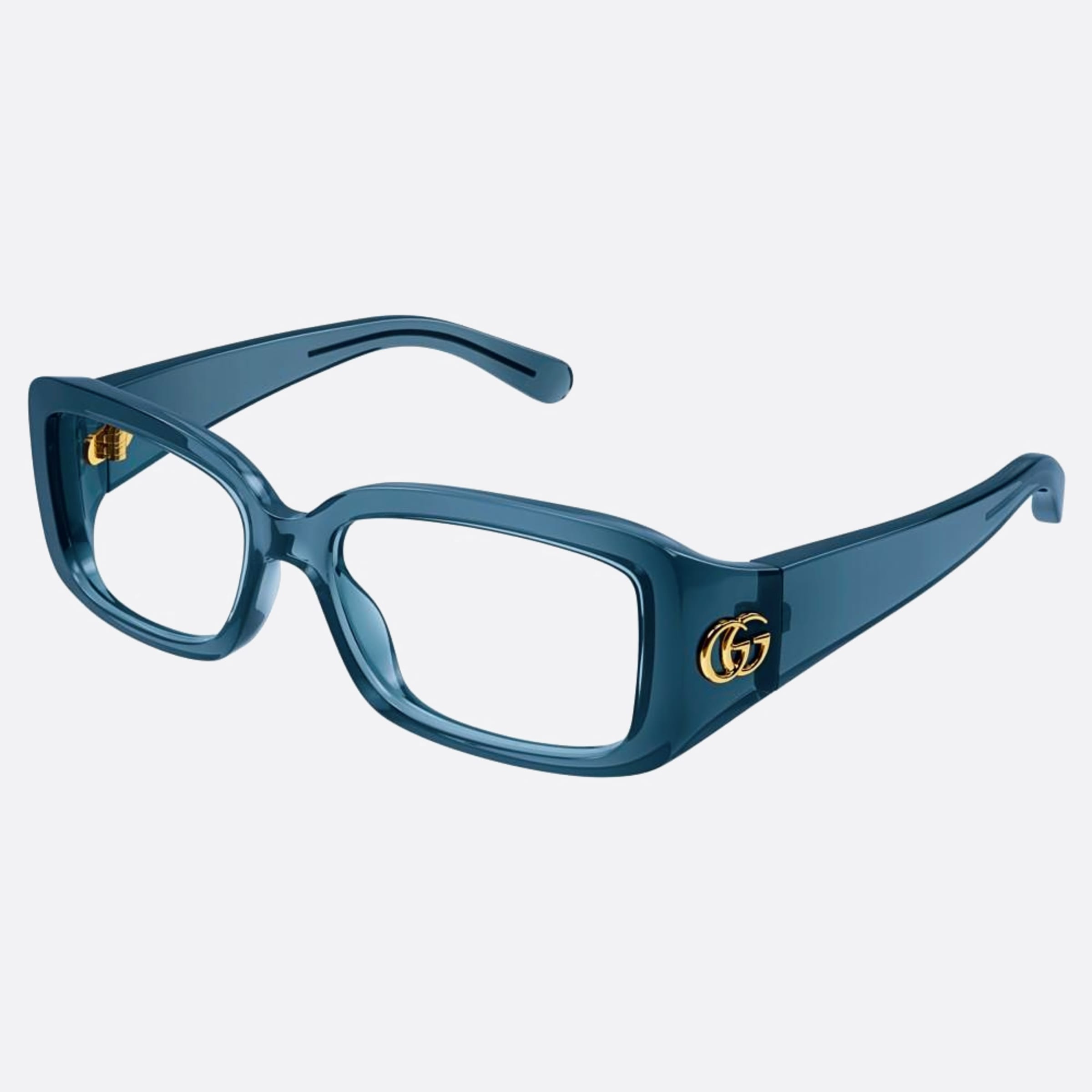 Gucci 53mm Blue Squared Woman Eyeglasses - Side View