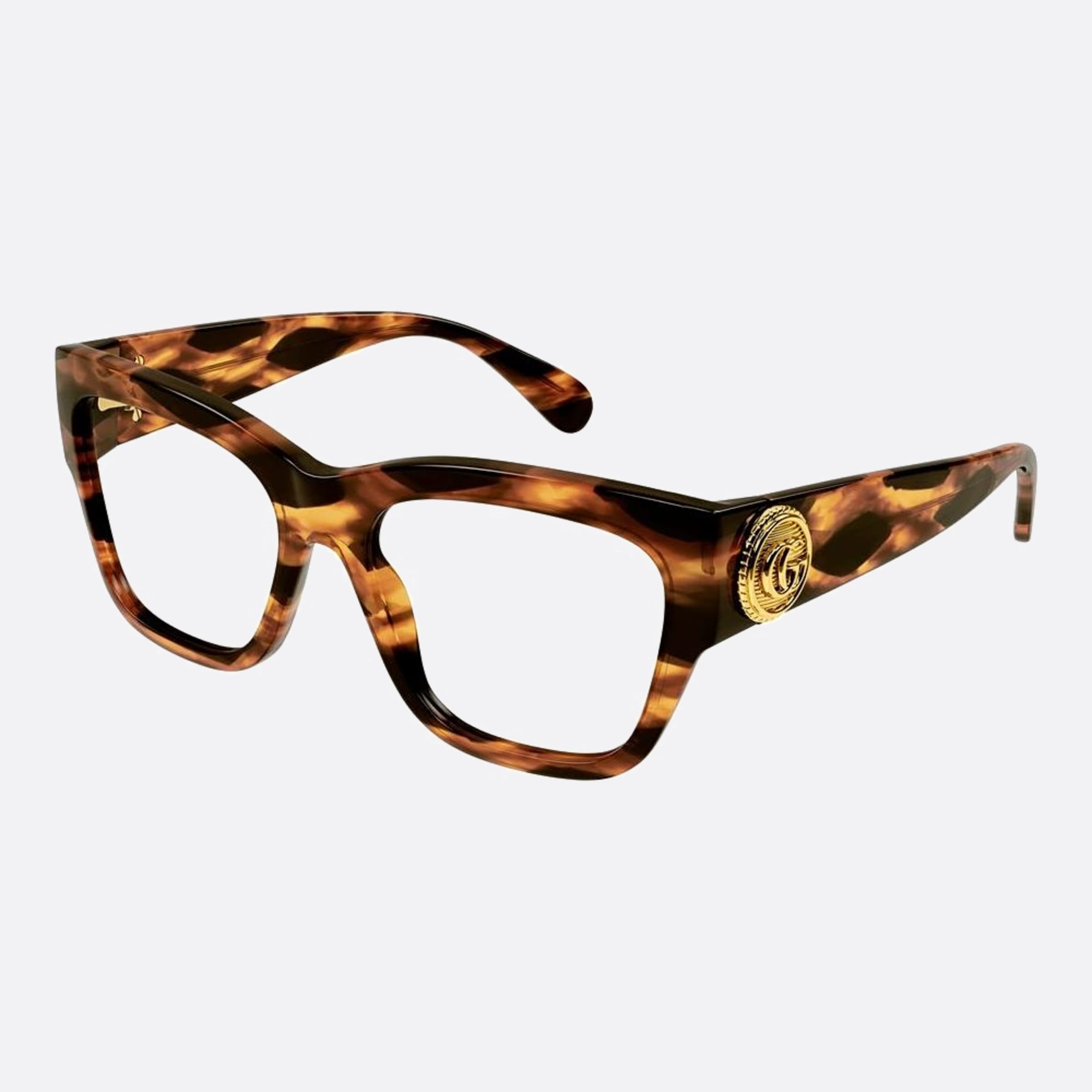 Gucci 53mm Havana Squared Woman Eyeglasses - Side View