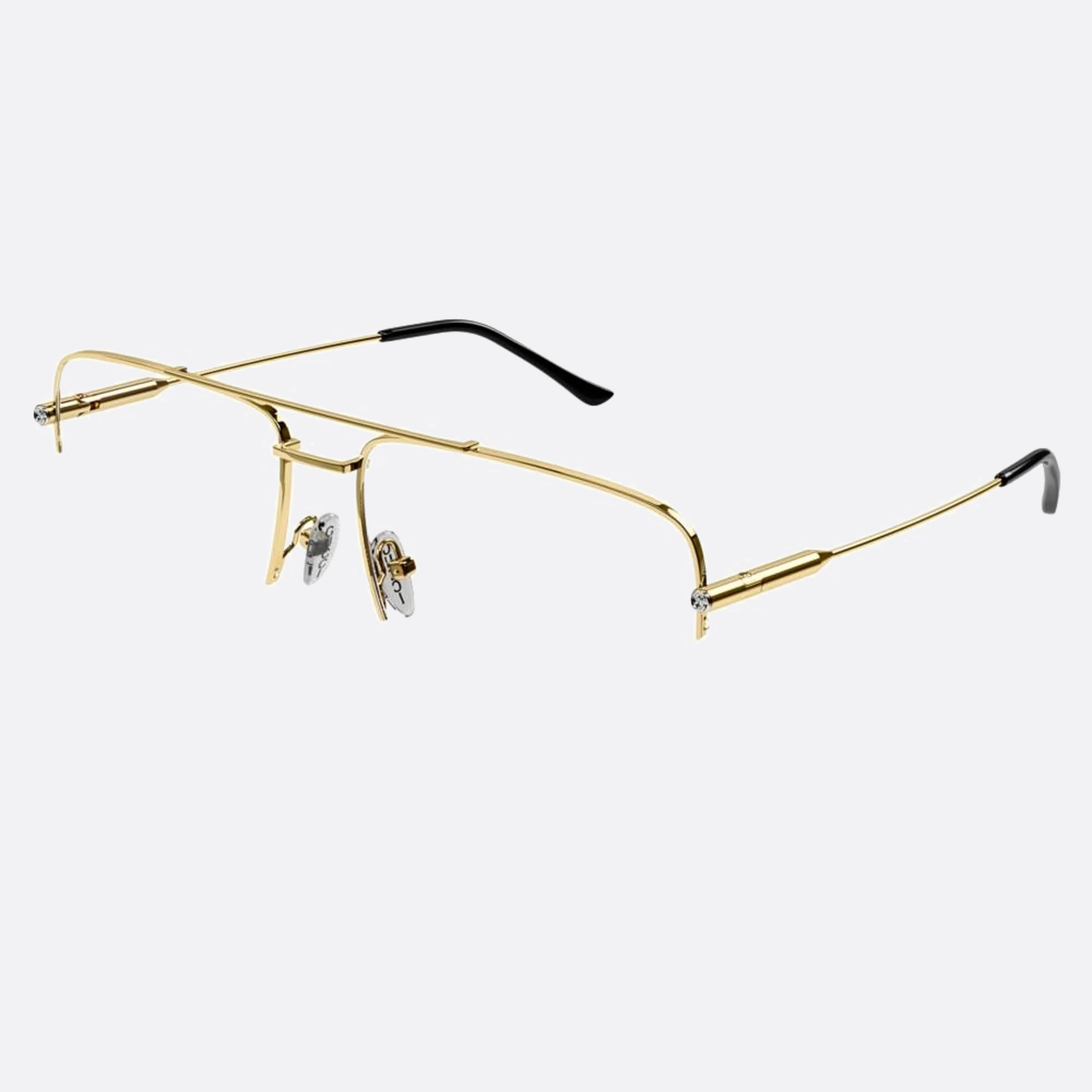 Gucci 58mm Gold Squared Woman Eyeglasses - Side View