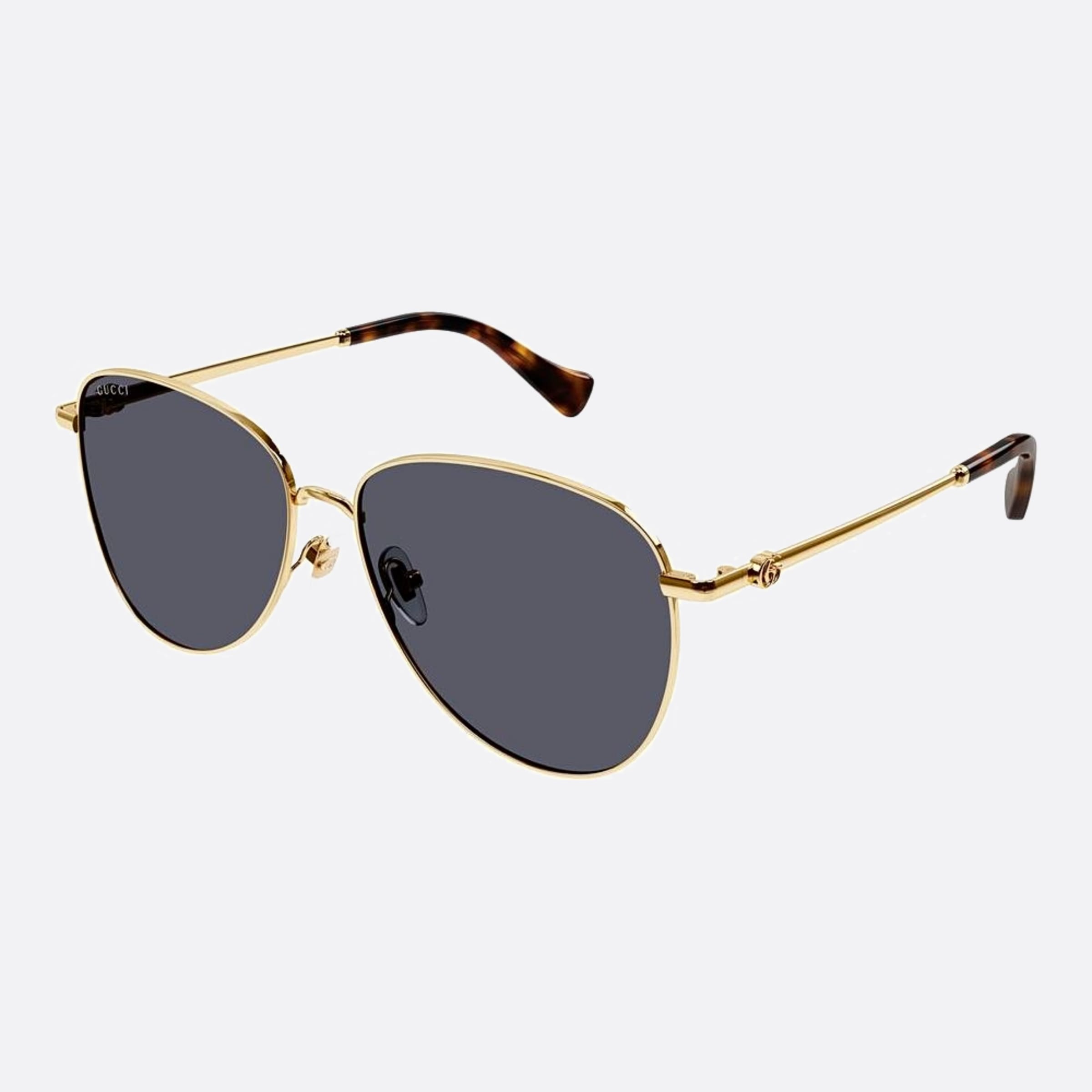 Gucci 60mm Gold Pilot Woman Sunglasses - Side View