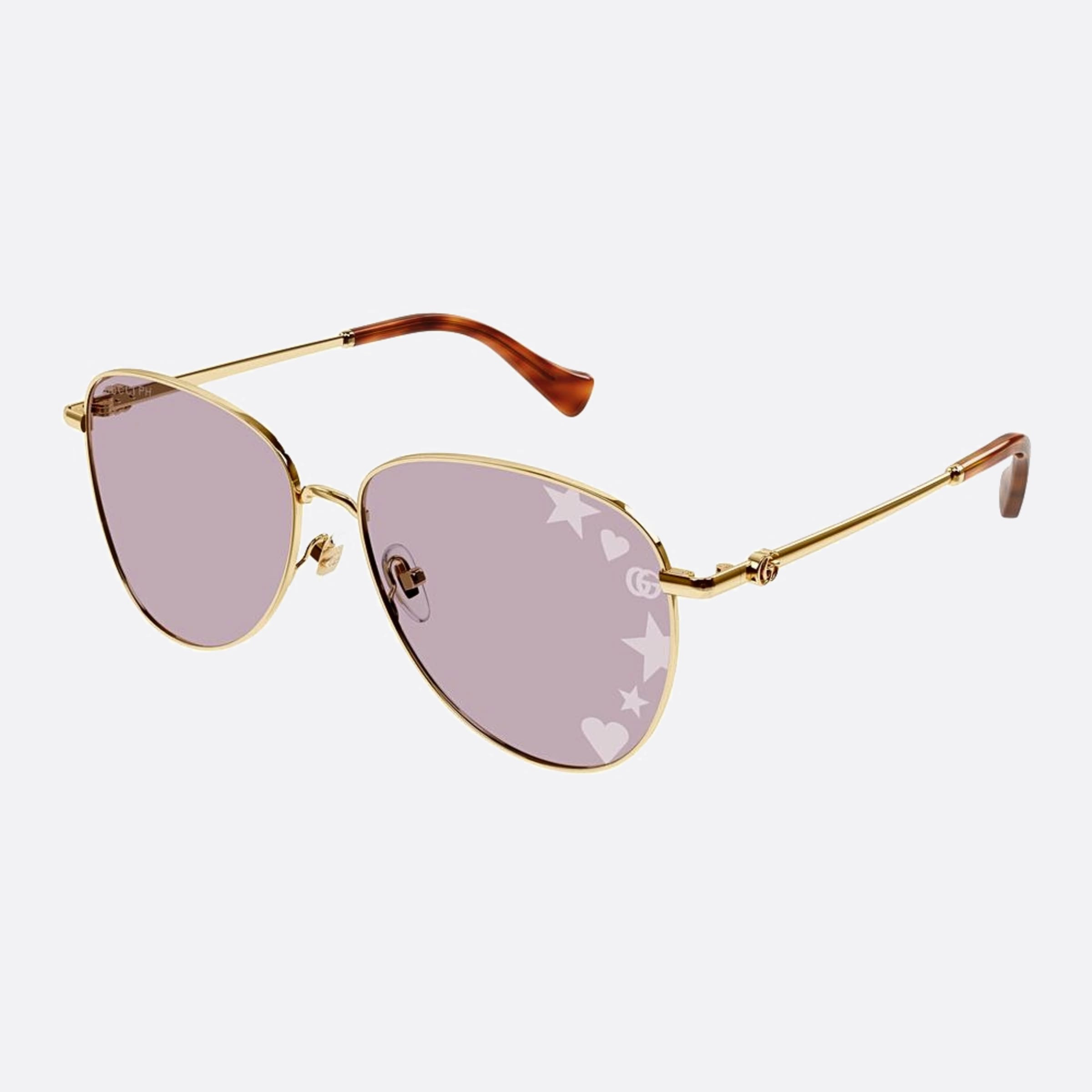 Gucci 60mm Gold Pilot Photochromic Women Sunglasses - Detail View