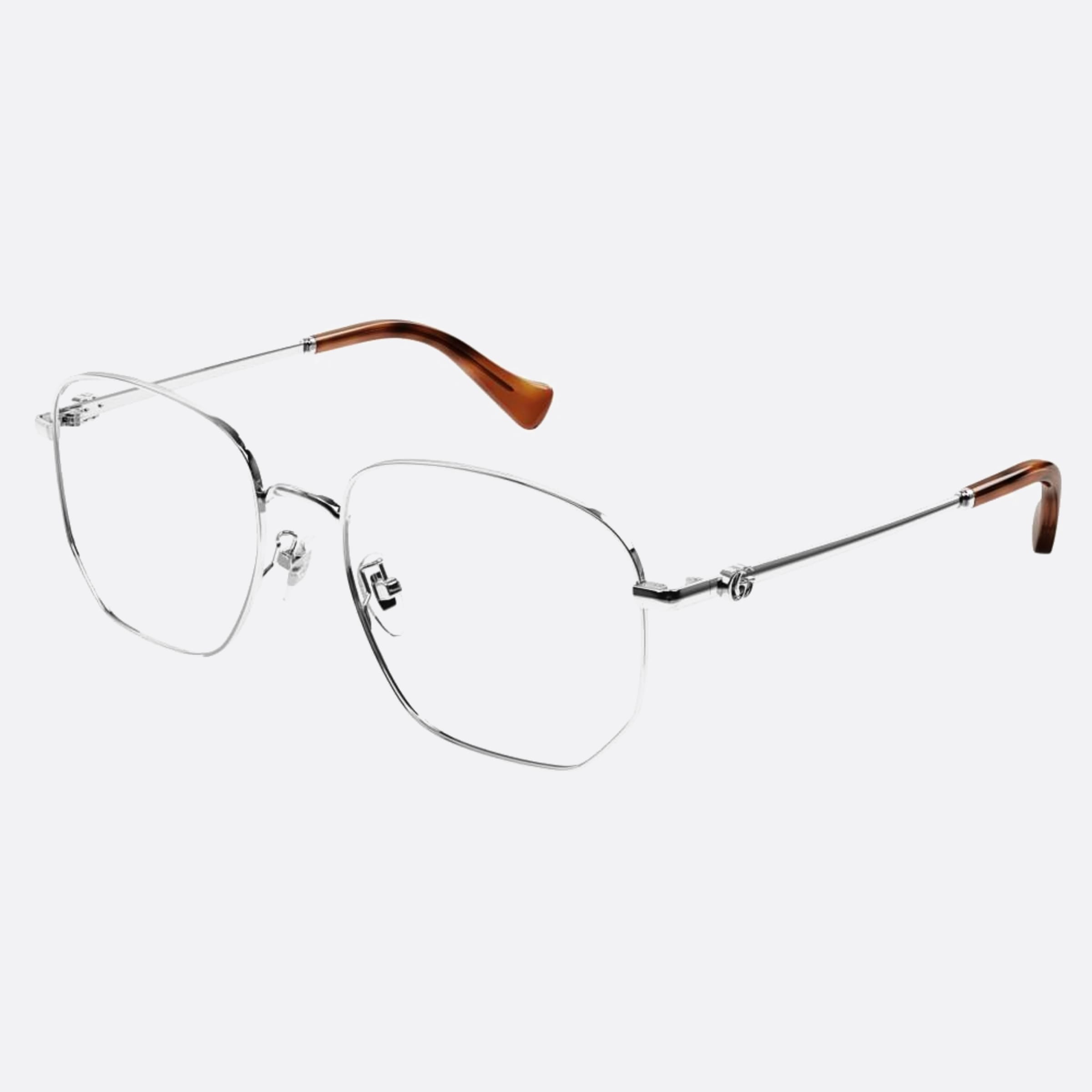 Gucci 54mm Gg1420ok Silver Geometric Woman Eyeglasses - Side View