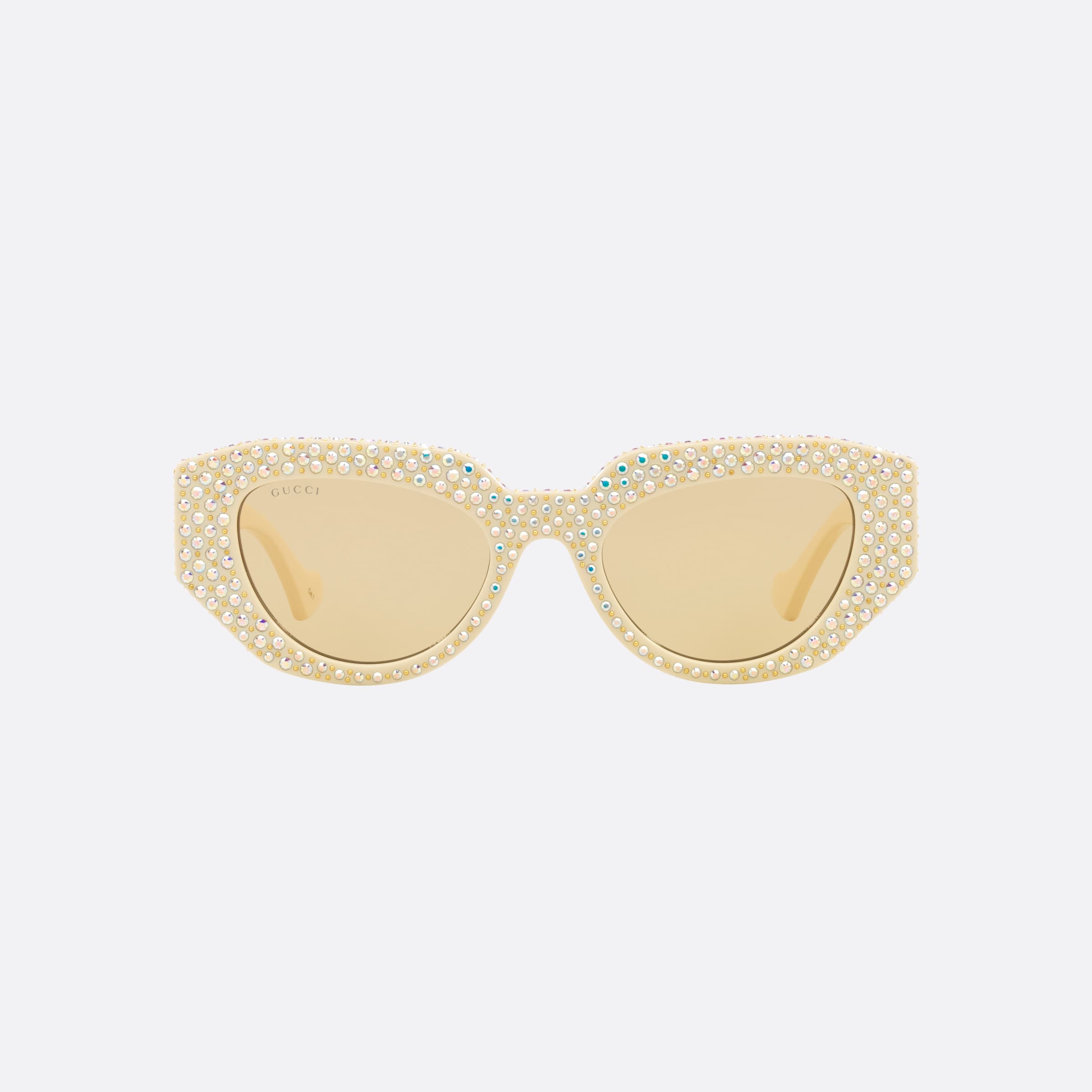 Gucci 51mm Beige Rectangle Women Sunglasses - Side View