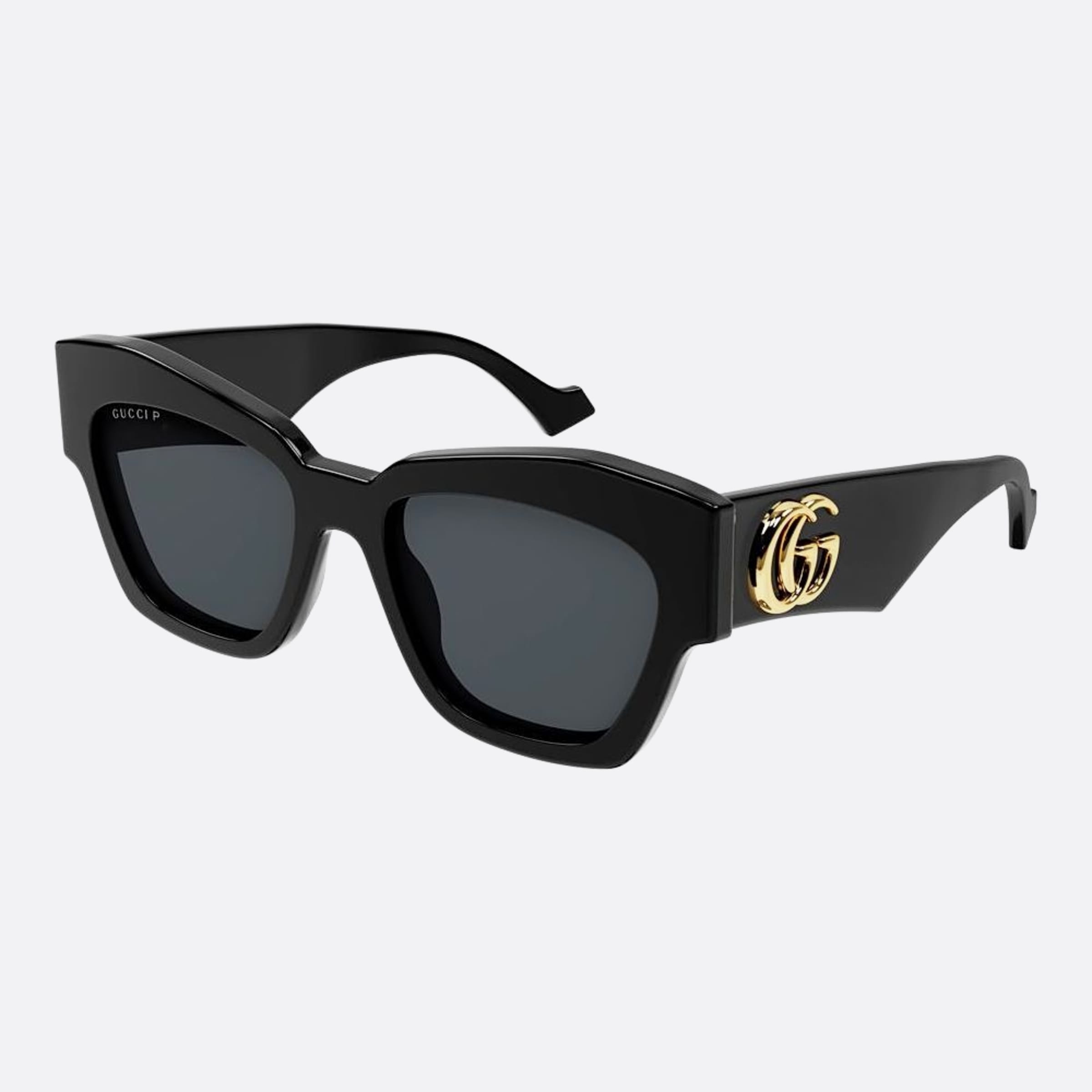 Gucci 55mm Black Cat Eye Polarized Woman Sunglasses - Side View