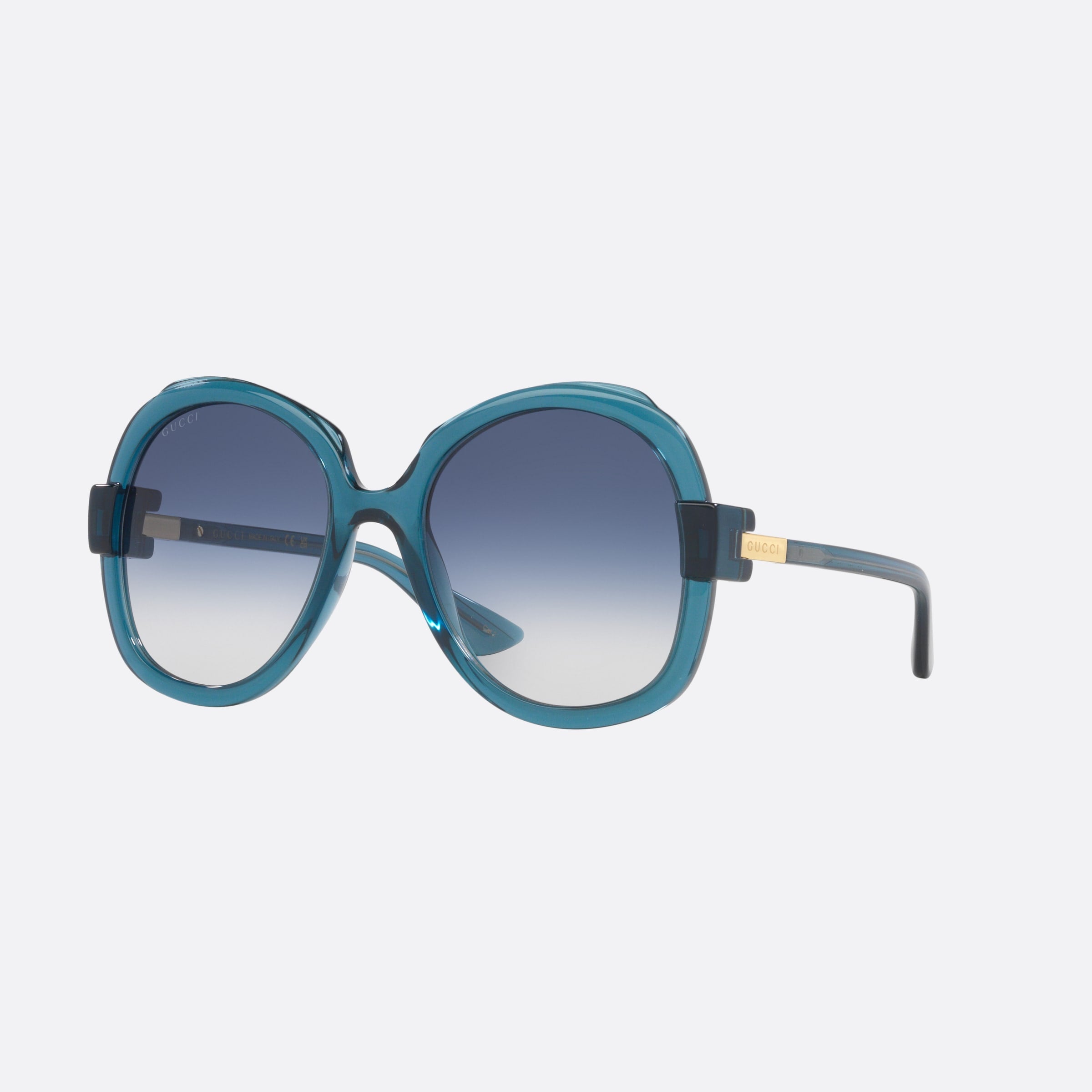 Gucci 57mm Fah Blue Round Woman Sunglasses - Main View