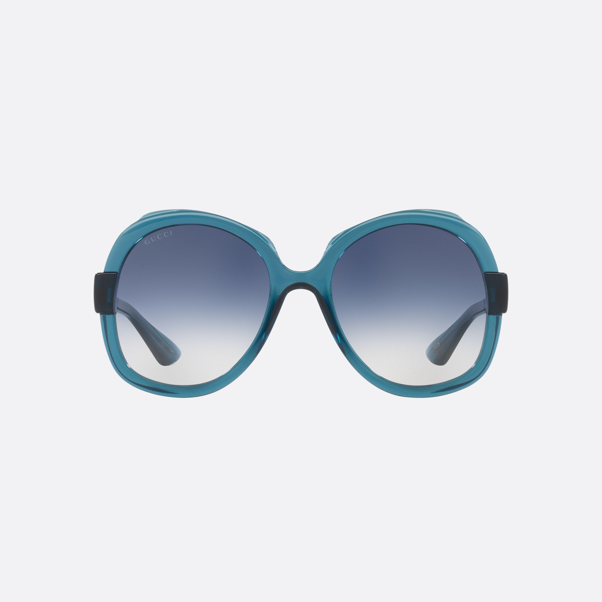 Gucci 57mm Fah Blue Round Woman Sunglasses - Side View