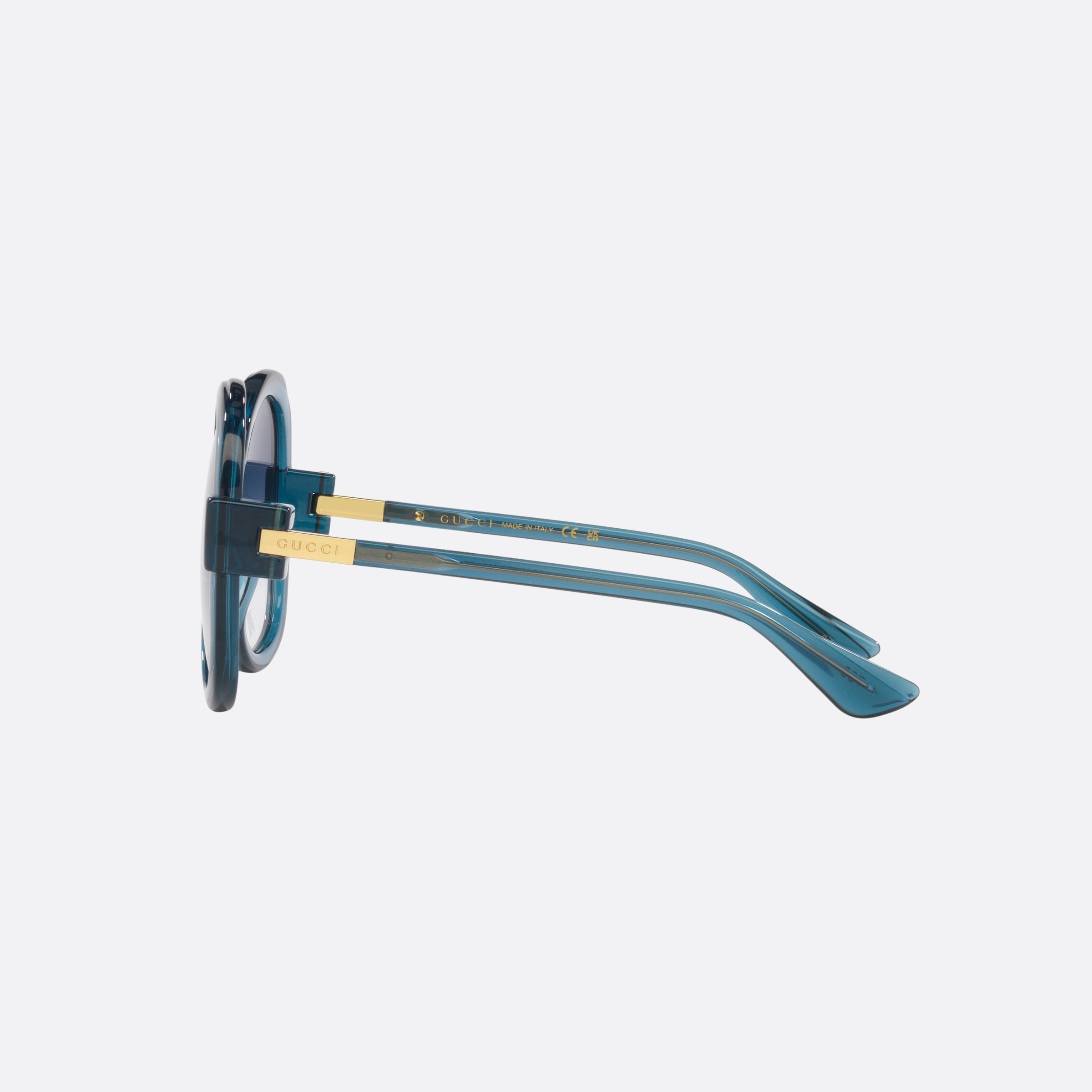 Gucci 57mm Fah Blue Round Woman Sunglasses - Detail View