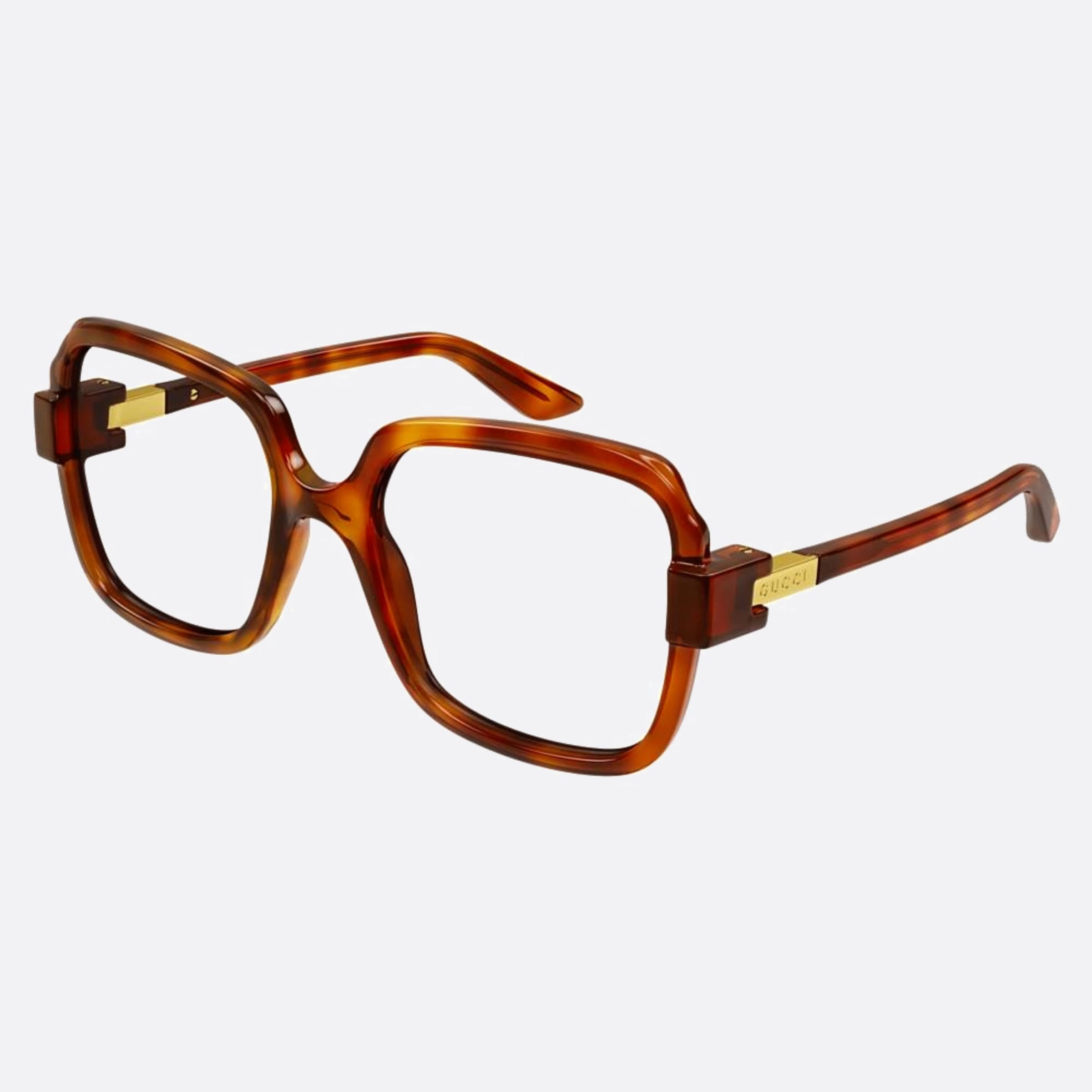 Gucci 55mm Havana Squared Woman Eyeglasses - Side View