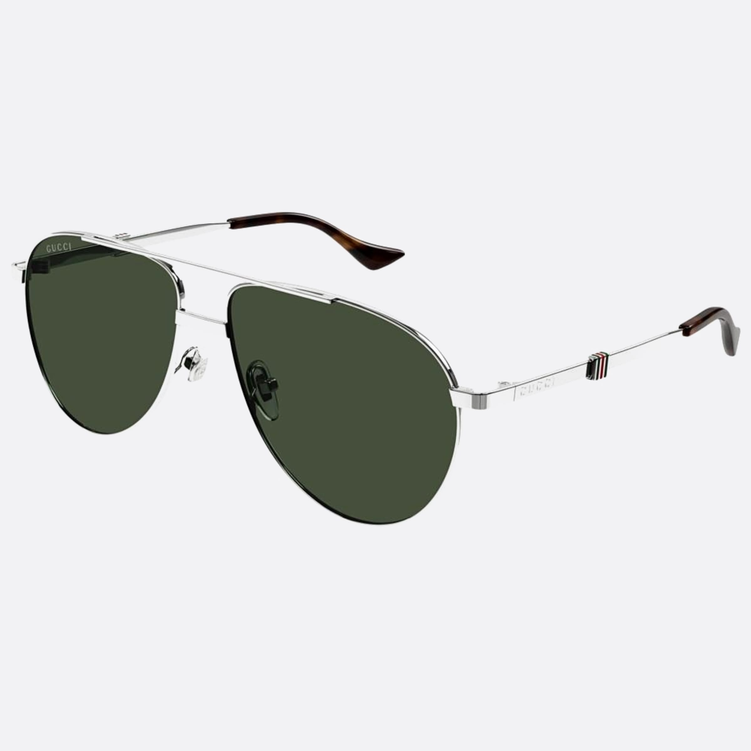 Gucci 59mm Silver Pilot Man Sunglasses - Side View