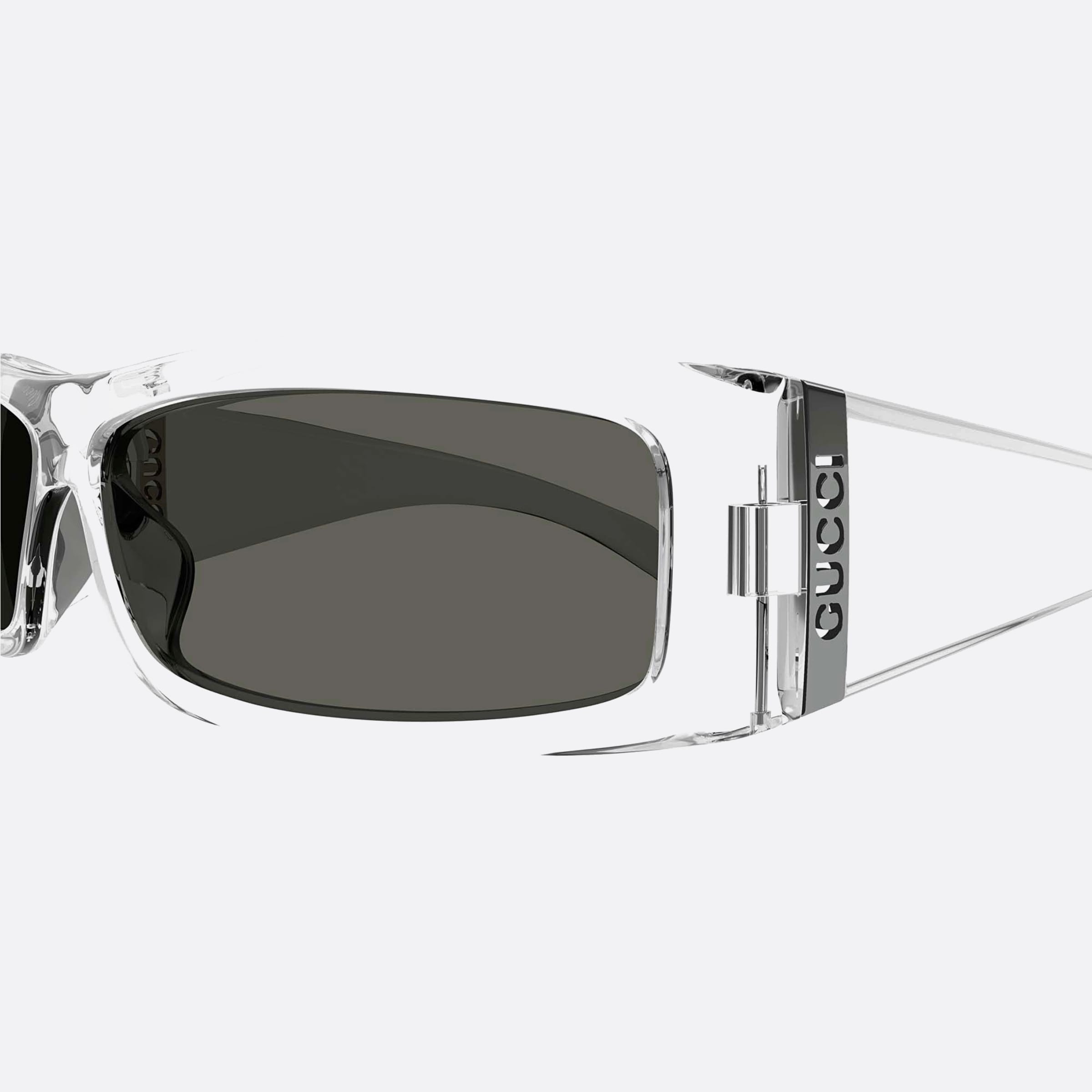 Gucci 64mm Deo Transparent Squared Man Sunglasses - Lifestyle Shot