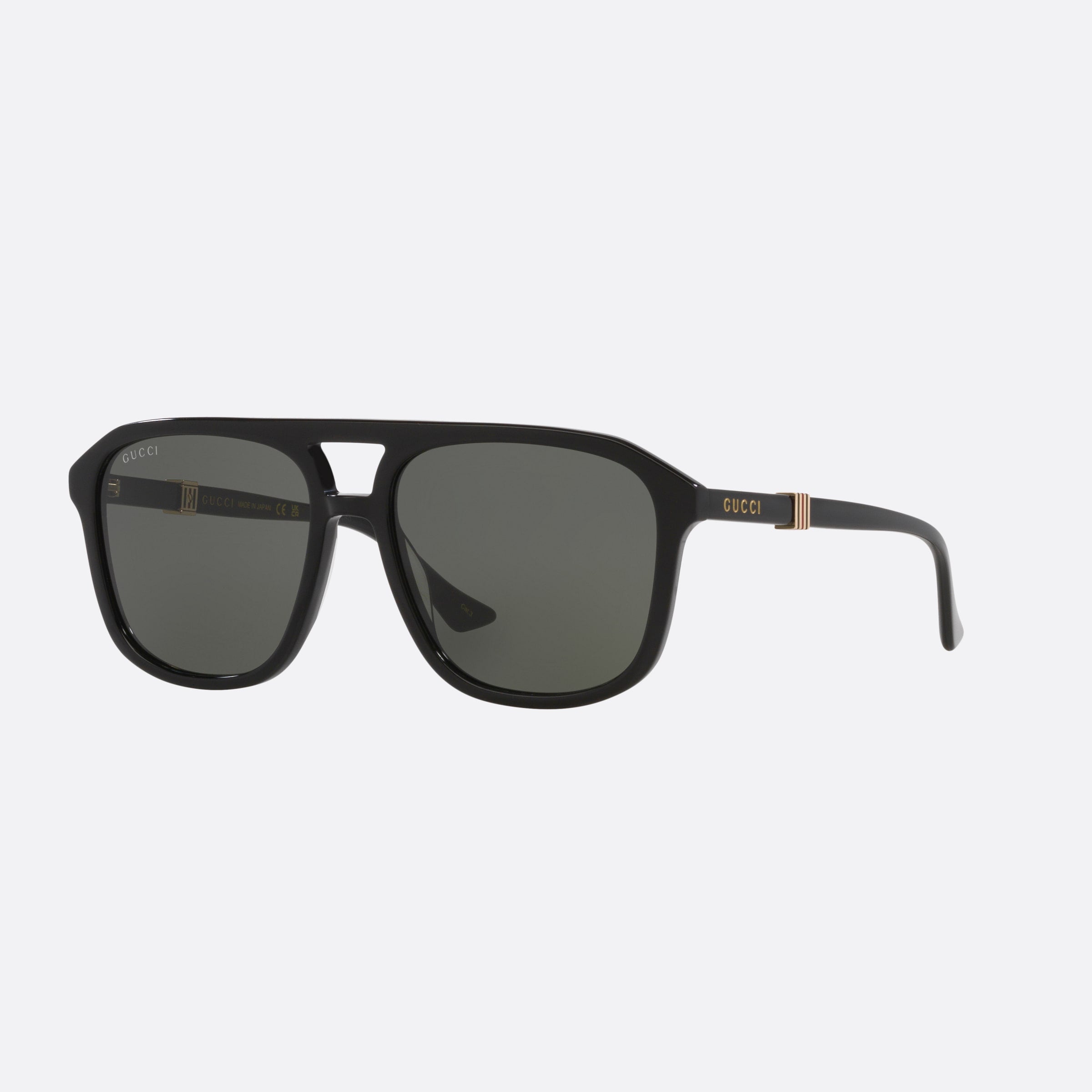 Gucci 57mm Black Pilot Man Sunglasses - Main View