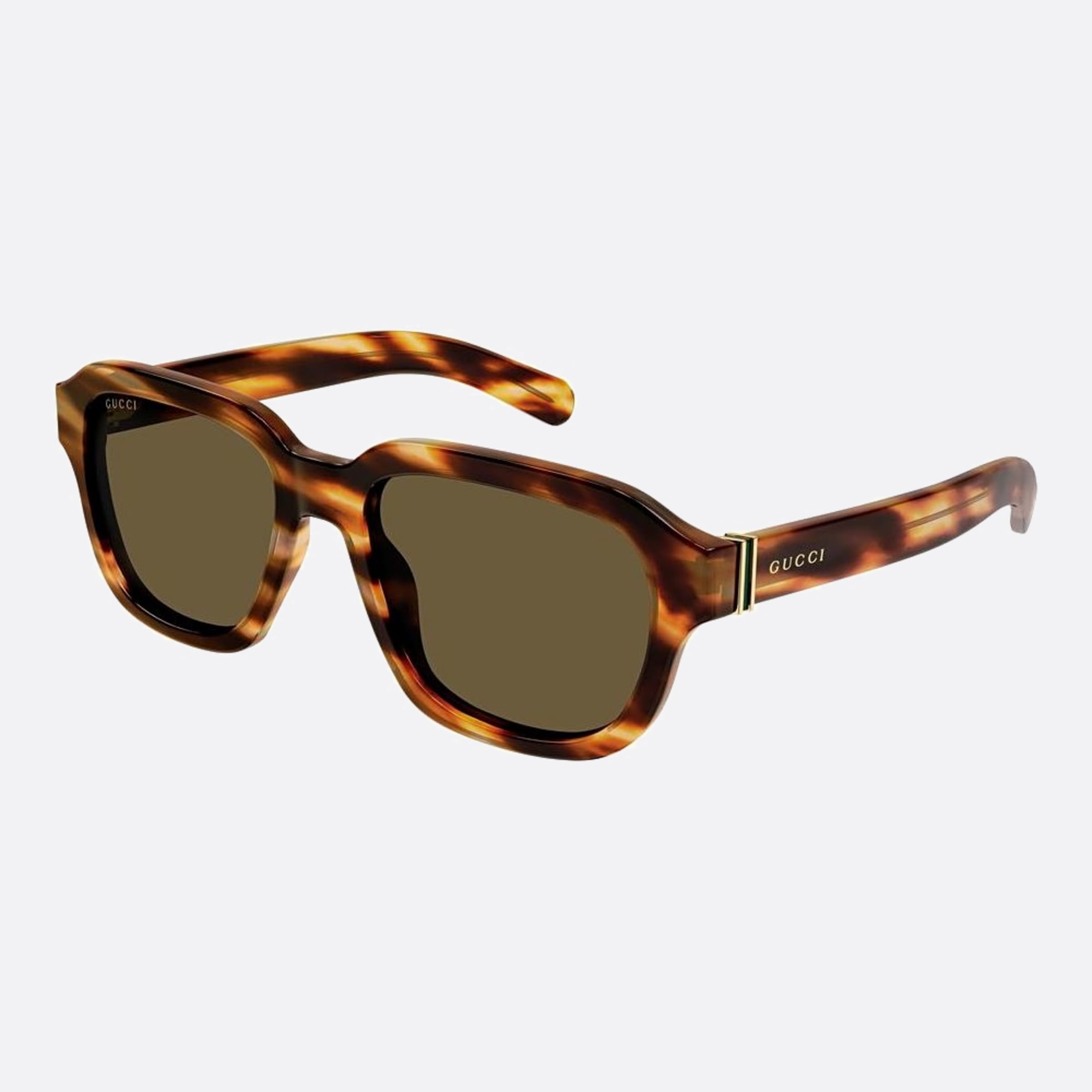 Gucci 55mm Asq Havana Squared Man Sunglasses - Side View