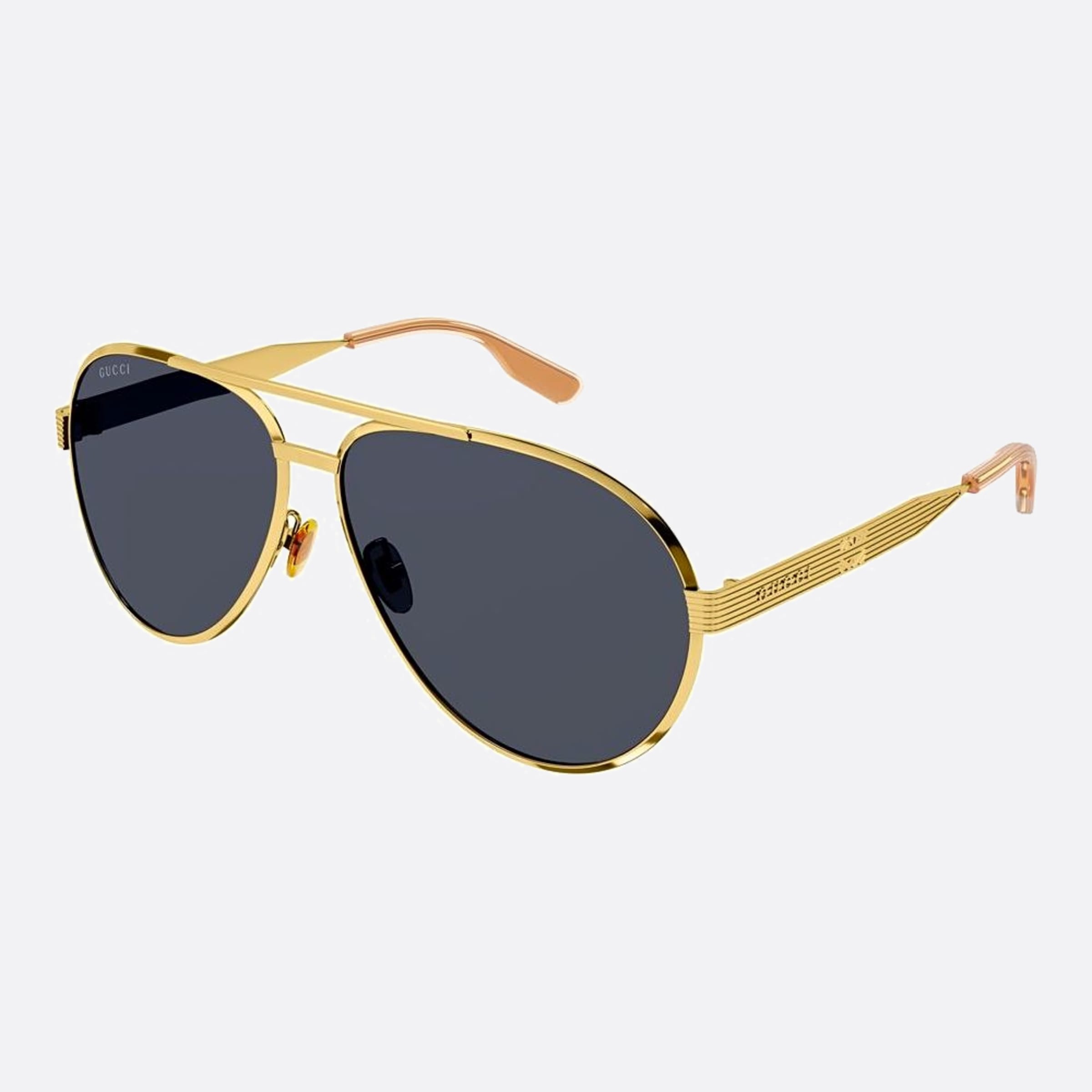 Gucci 64mm Gold Pilot Man Sunglasses - Side View