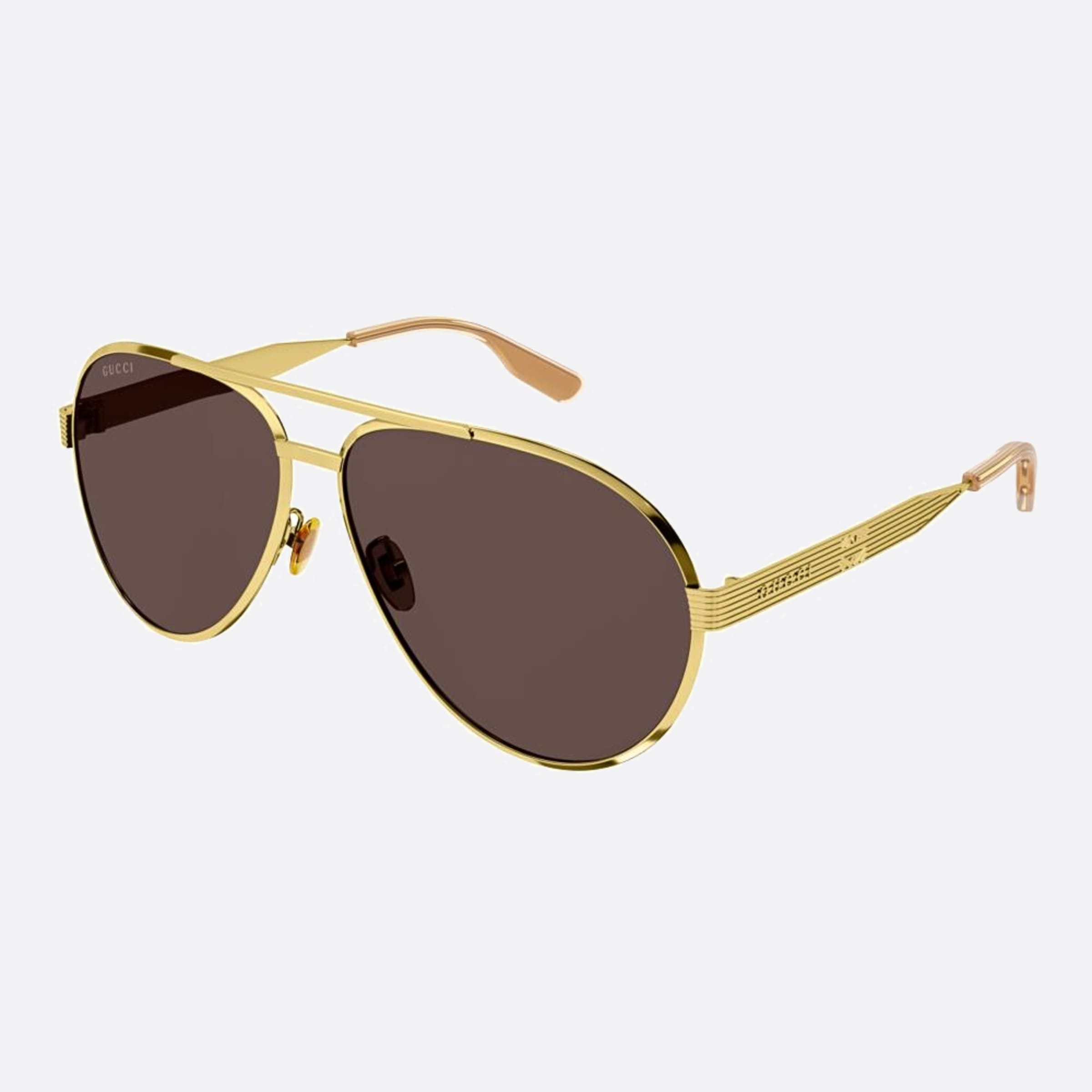 Gucci 64mm Ase Gold Pilot Man Sunglasses - Side View