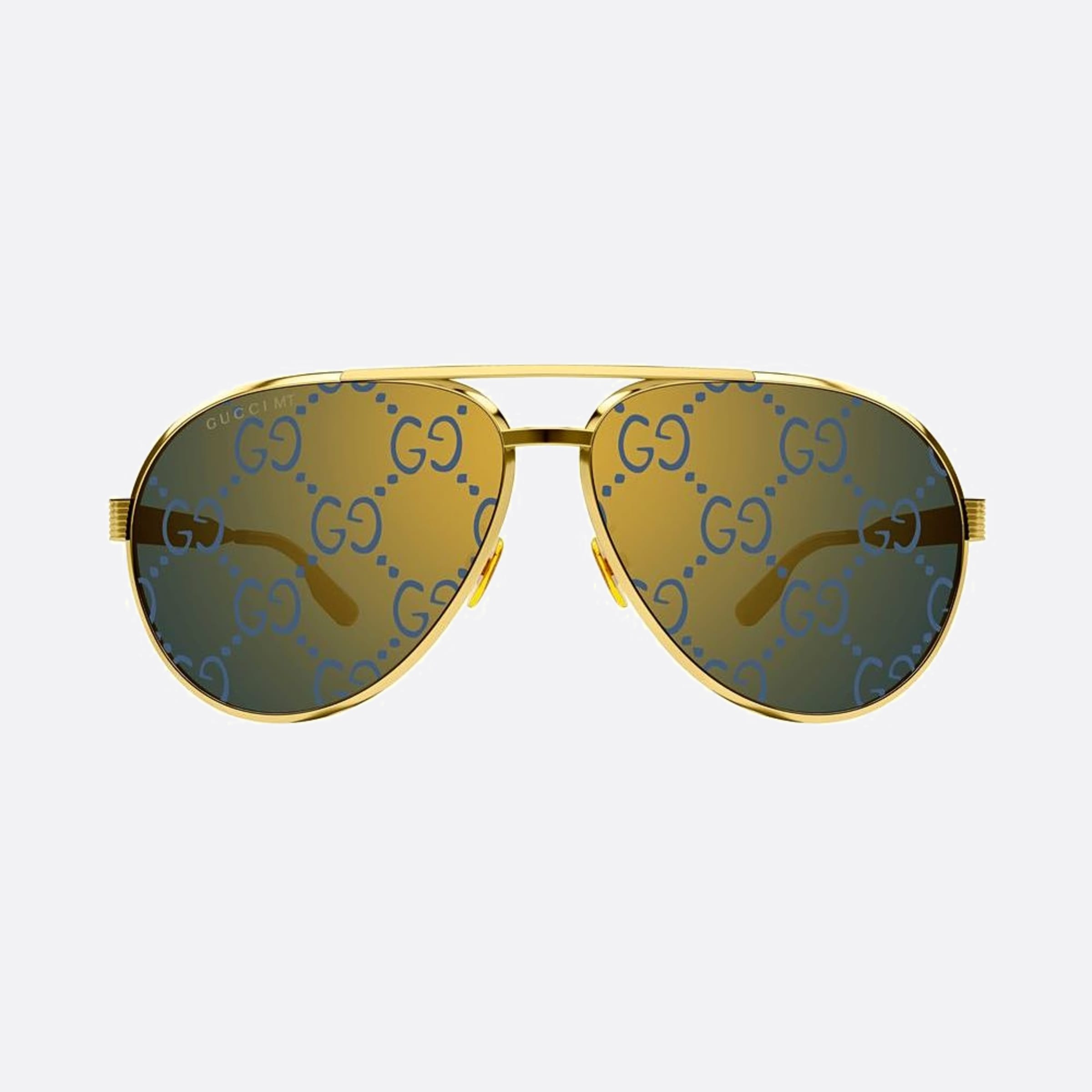 Gucci 64mm Gold Pilot Man Sunglasses - Main View