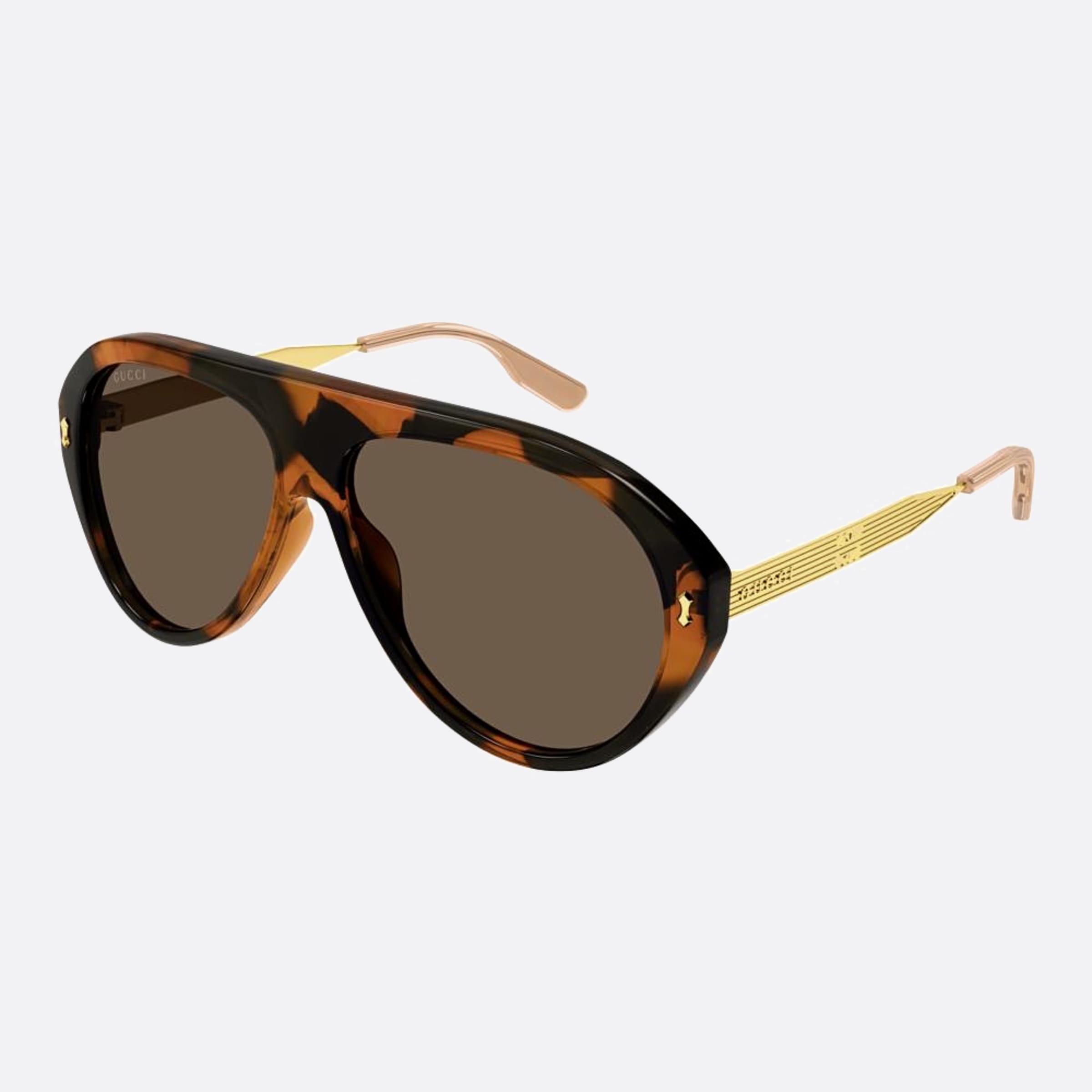 Gucci 61mm Havana Pilot Man Sunglasses - Side View