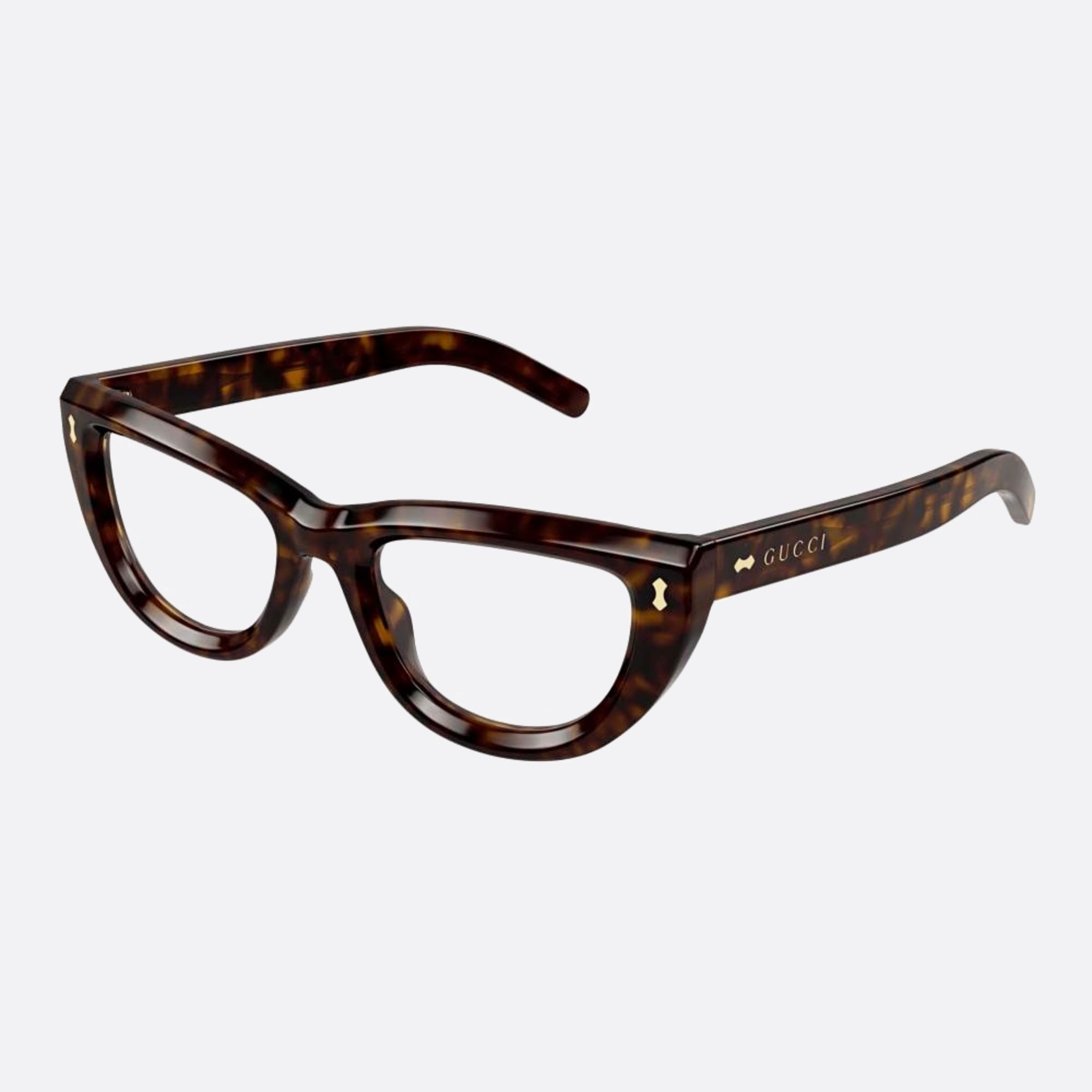 Gucci 51mm Havana Cat Eye Woman Eyeglasses - Side View