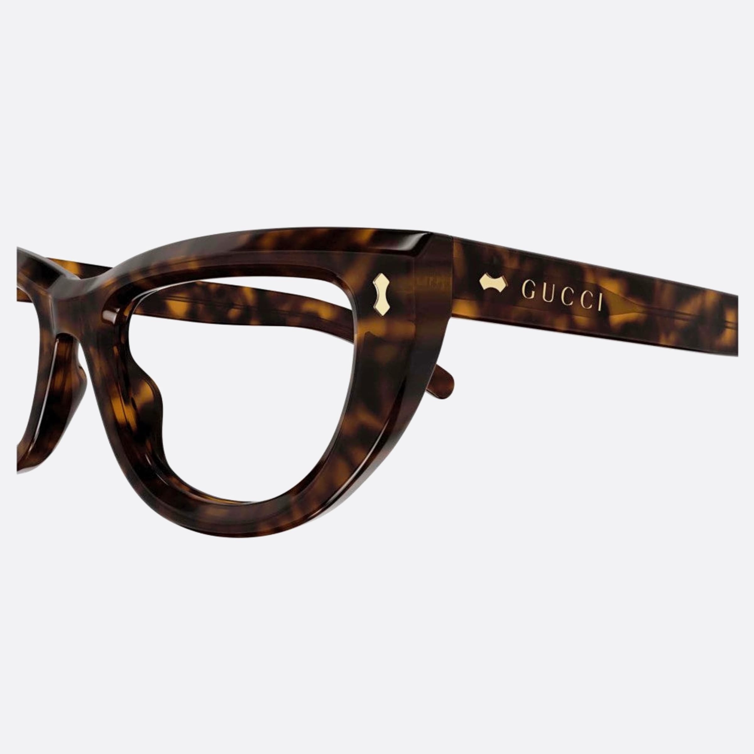 Gucci 51mm Havana Cat Eye Woman Eyeglasses - Detail View