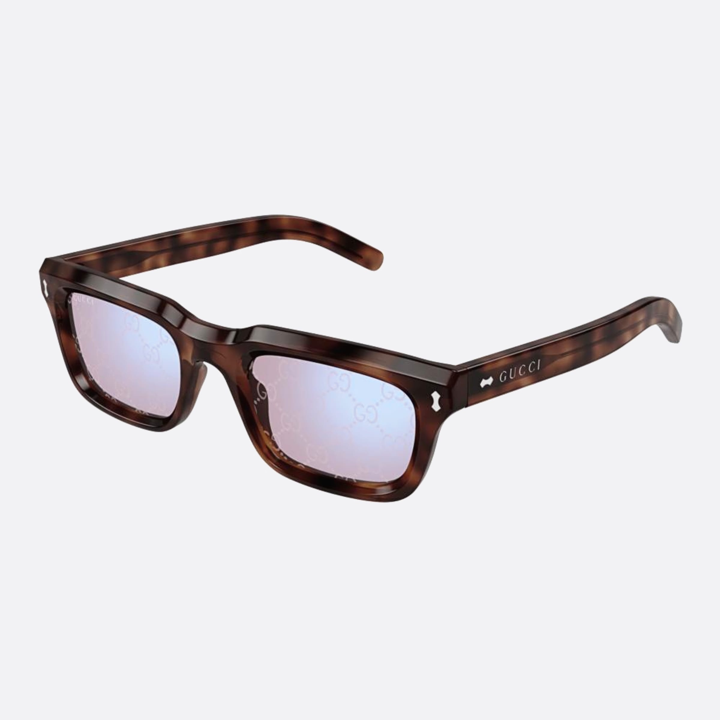 Gucci 51mm Havana Squared Man Sunglasses - Side View