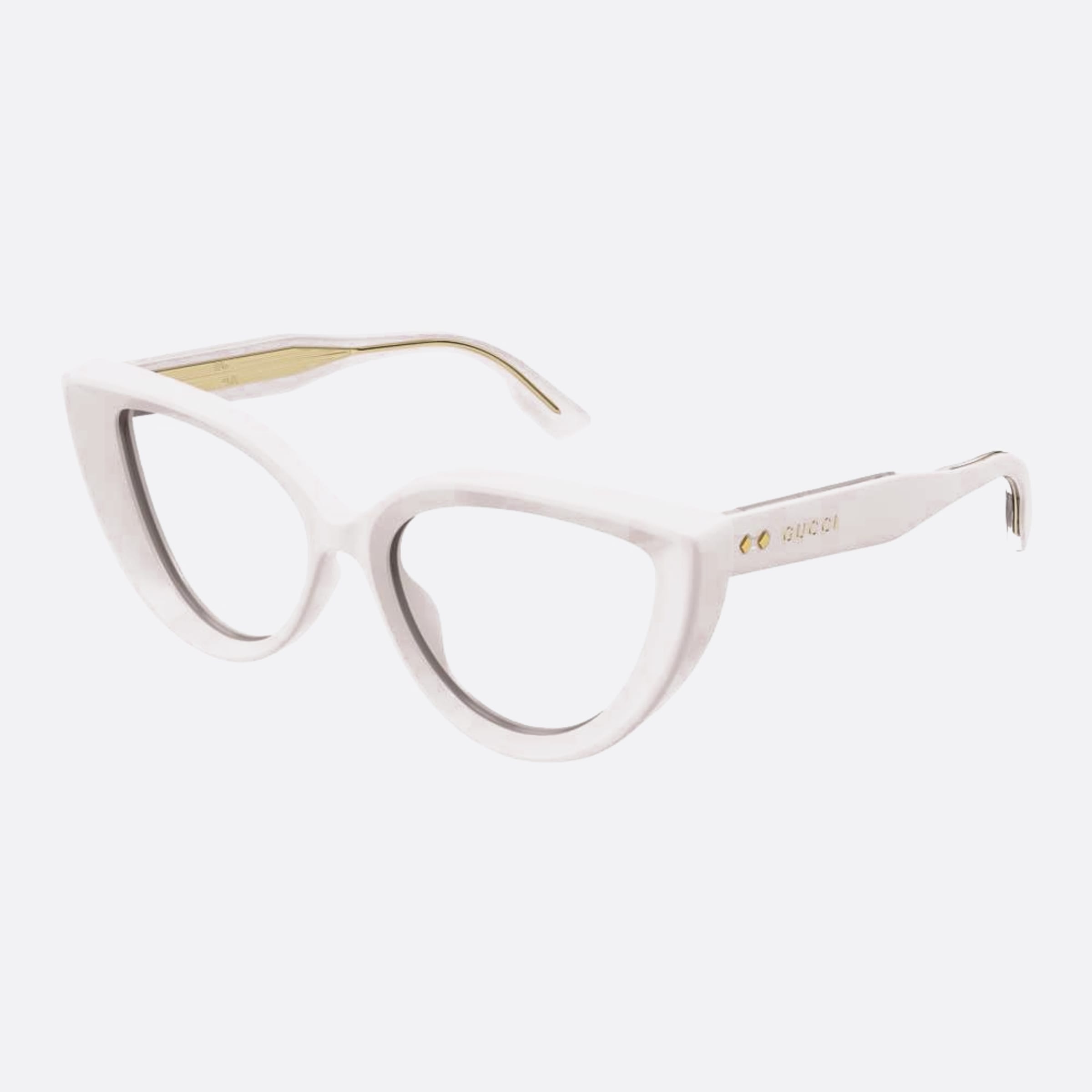 Gucci 52mm White Cat Eye Woman Eyeglasses - Side View