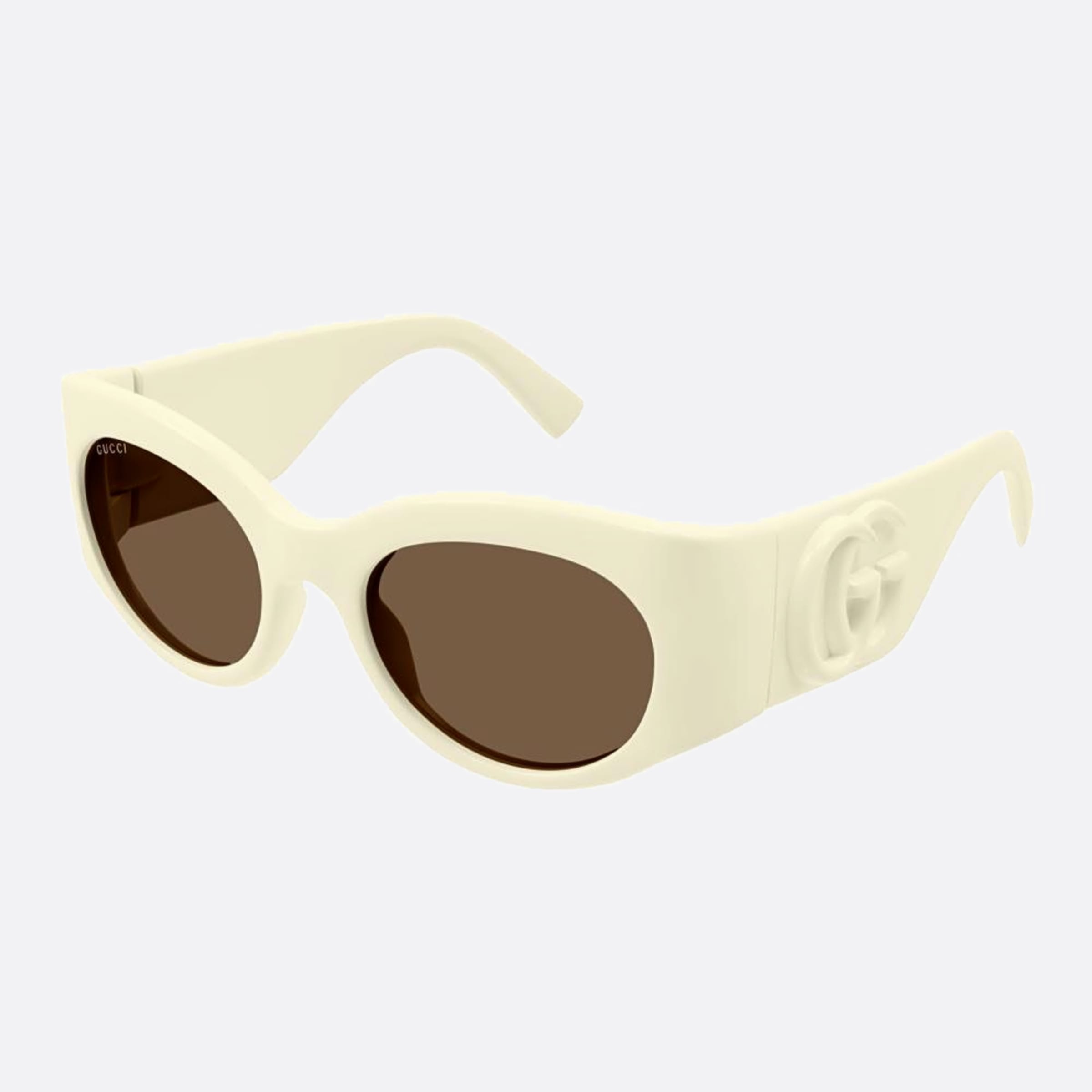 Gucci 53mm White Round Woman Sunglasses - Side View