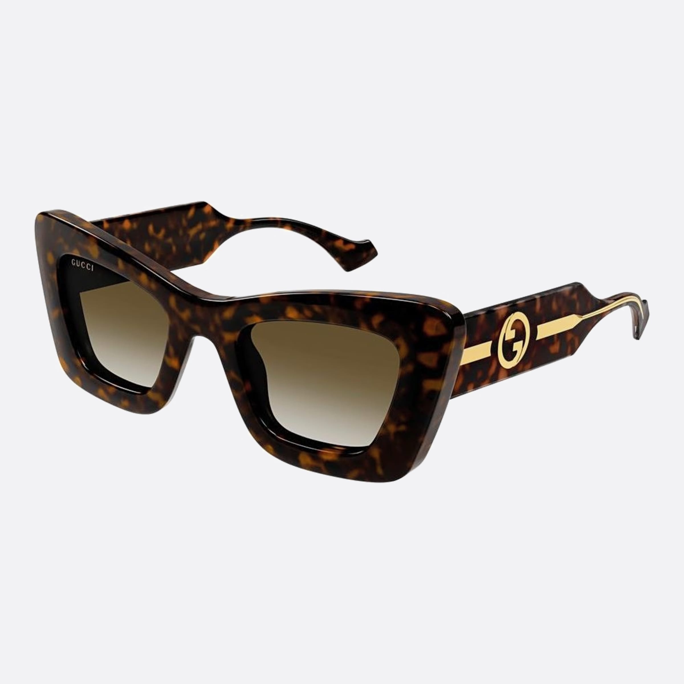 Gucci 49mm Havana Butterfly Woman Sunglasses - Side View