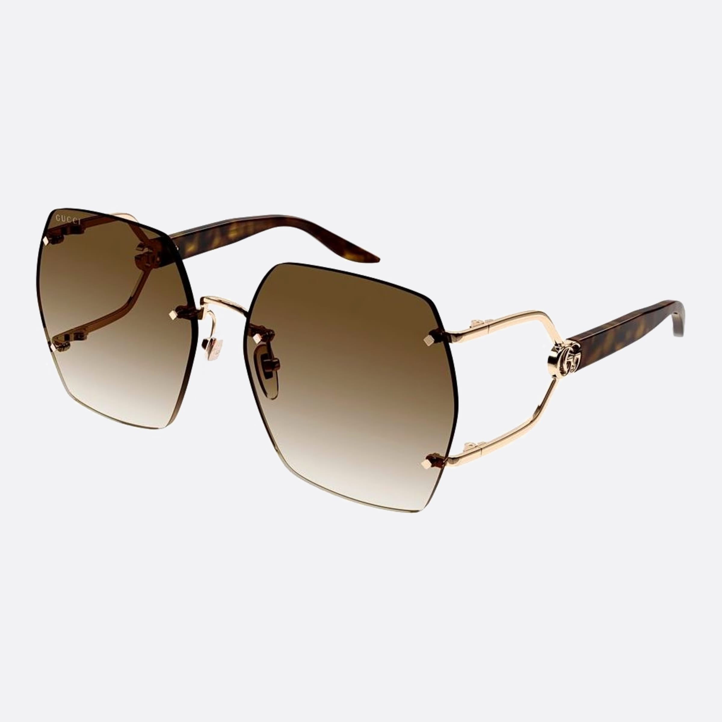 Gucci 62mm Havana Oversize Woman Sunglasses - Side View