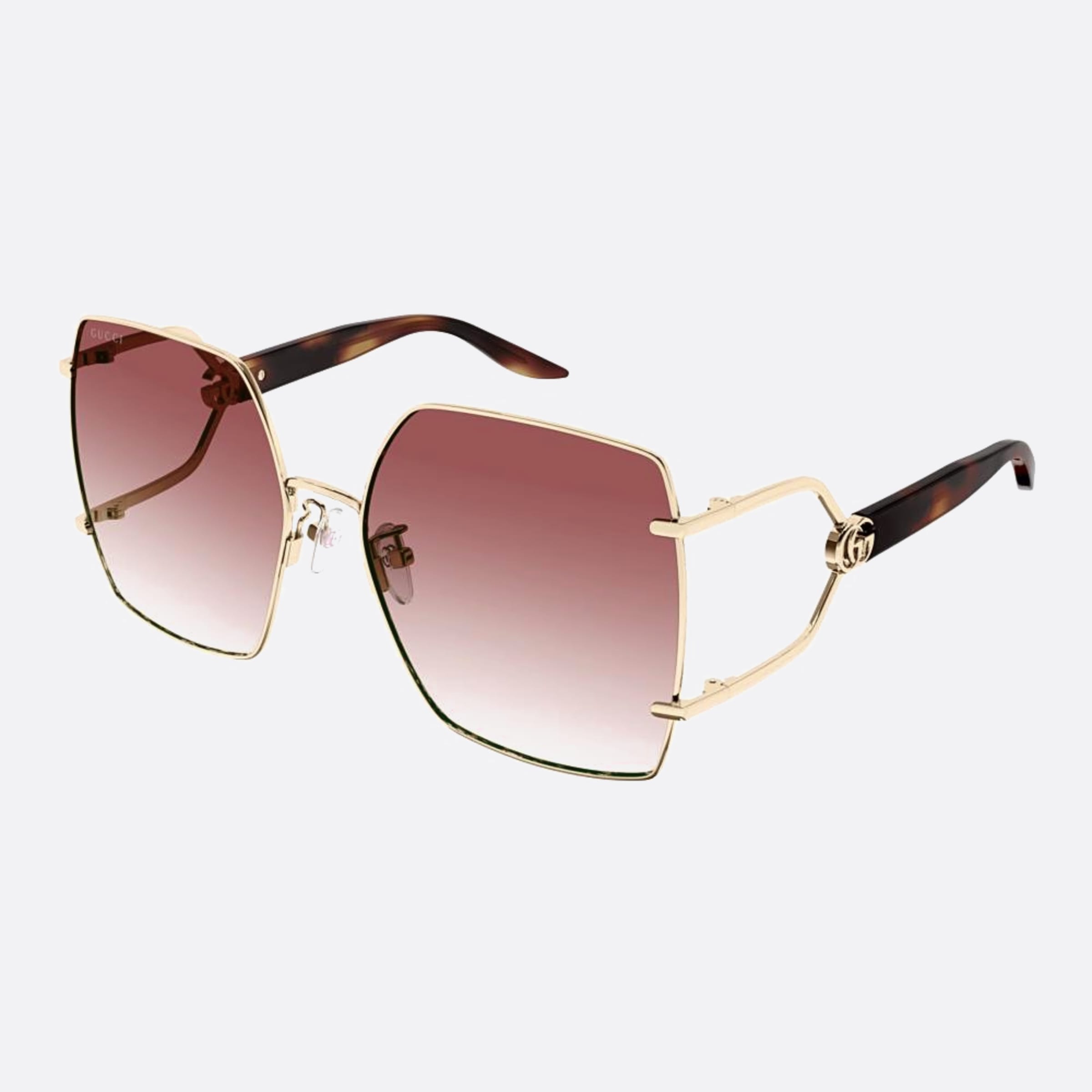 Gucci 61mm Gg1564sa Gre Gold Oversize Woman Sunglasses - Side View