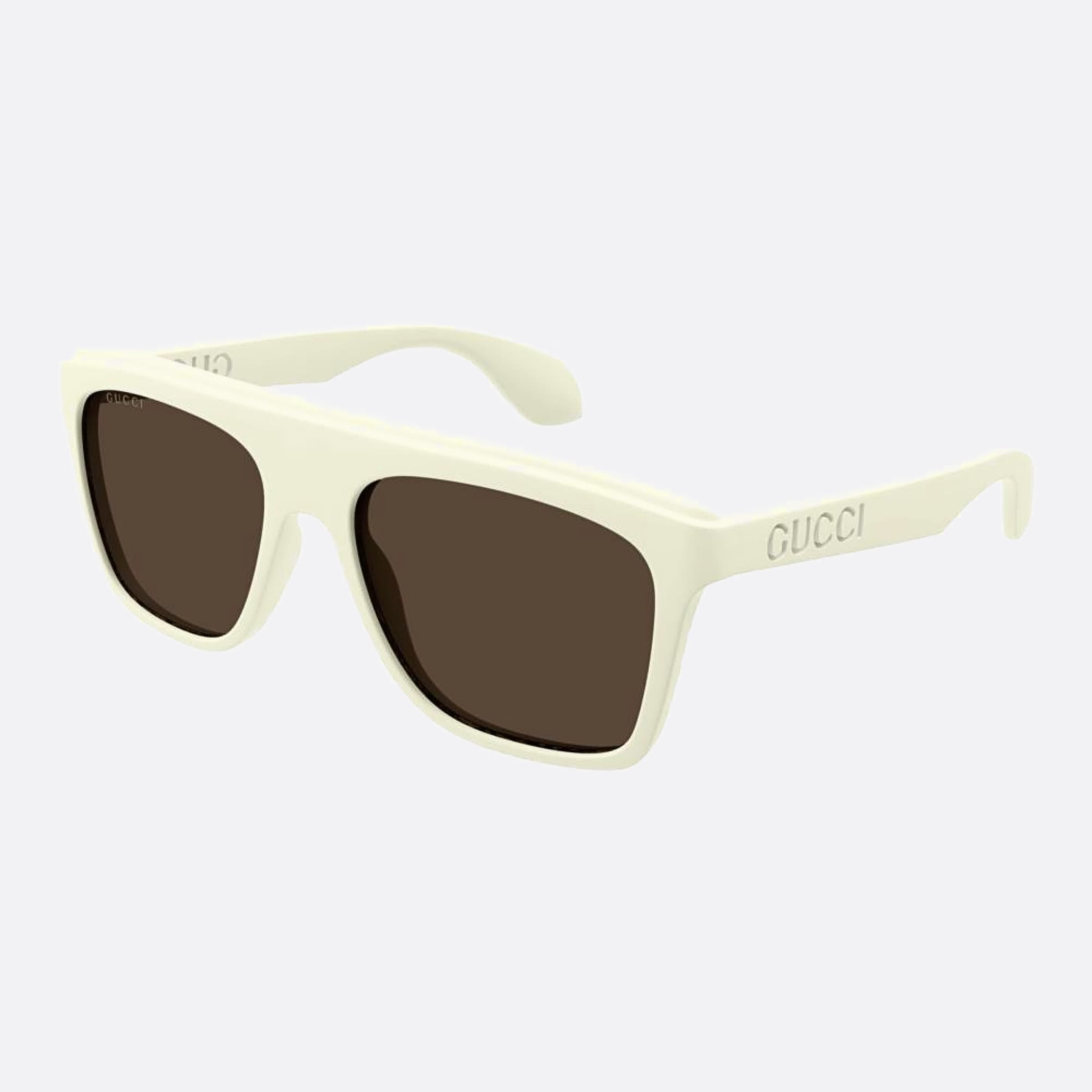 Gucci 57mm Wbb White Squared Man Sunglasses - Side View